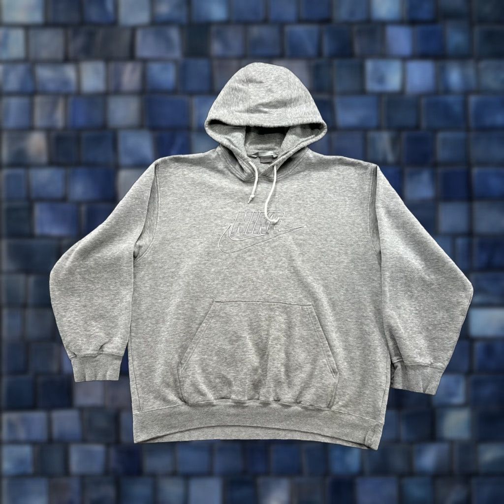 Nike VINTAGE Nike Hoodie Men L Gray 90s Logo Spell Out Embroidered Swoosh Pockets Crew Neck Knit Cotton Blend Sweatshirt Sweatshirt Size US L / EU 52-54 / 3 - 1 Thumbnail