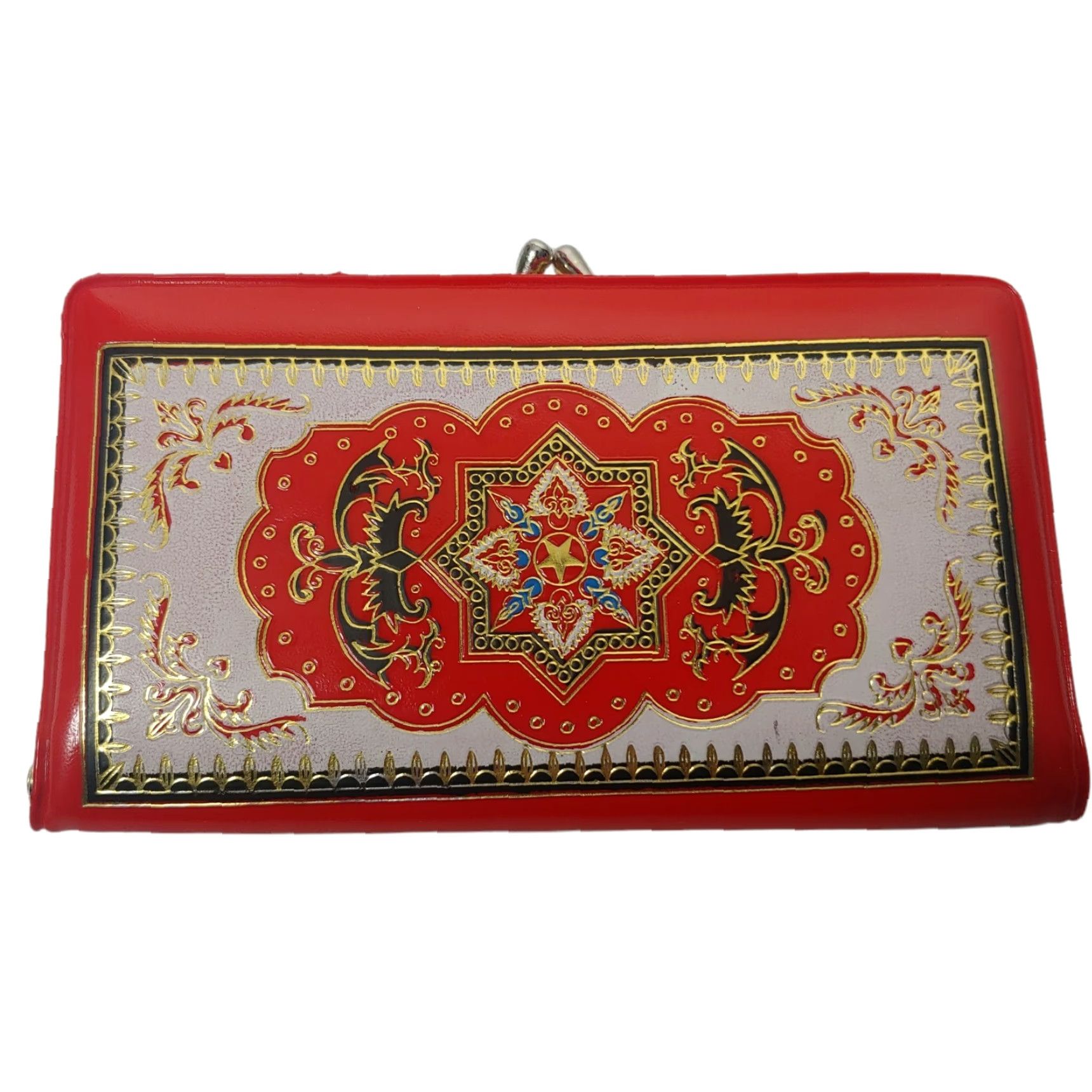 Changes VINTAGE Plastic Wallet Ethnic Mandala Red Gold Money Change Card Slots Size ONE SIZE - 3 Thumbnail
