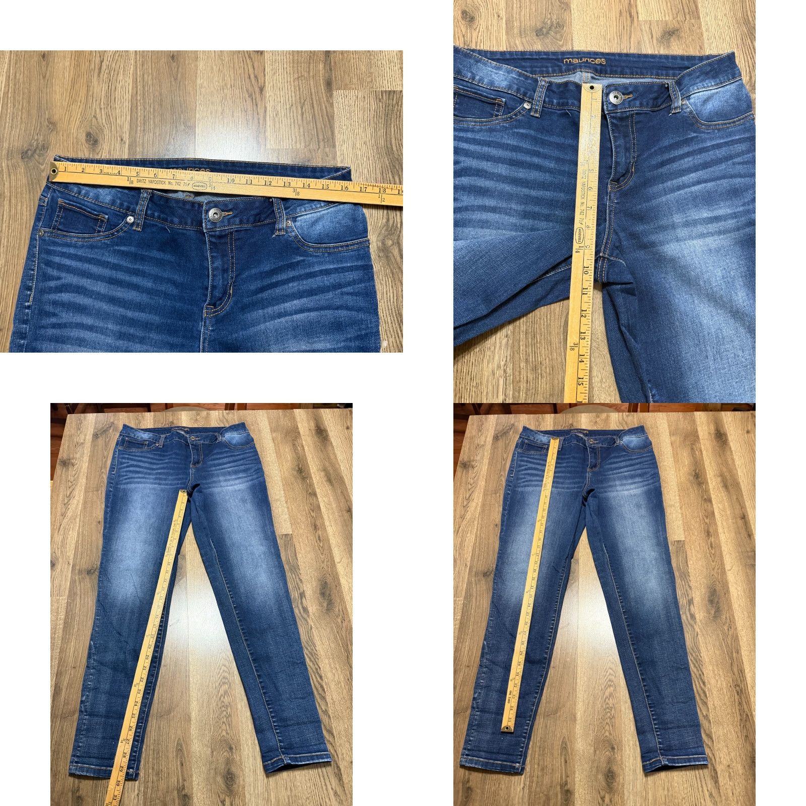 Vintage Maurices Jeans Women's Size Large Blue Denim Straight Leg Regular Rise 29.5in Inseam 5-Pocket Design Size 24" / US 00 / IT 34 - 8 Thumbnail