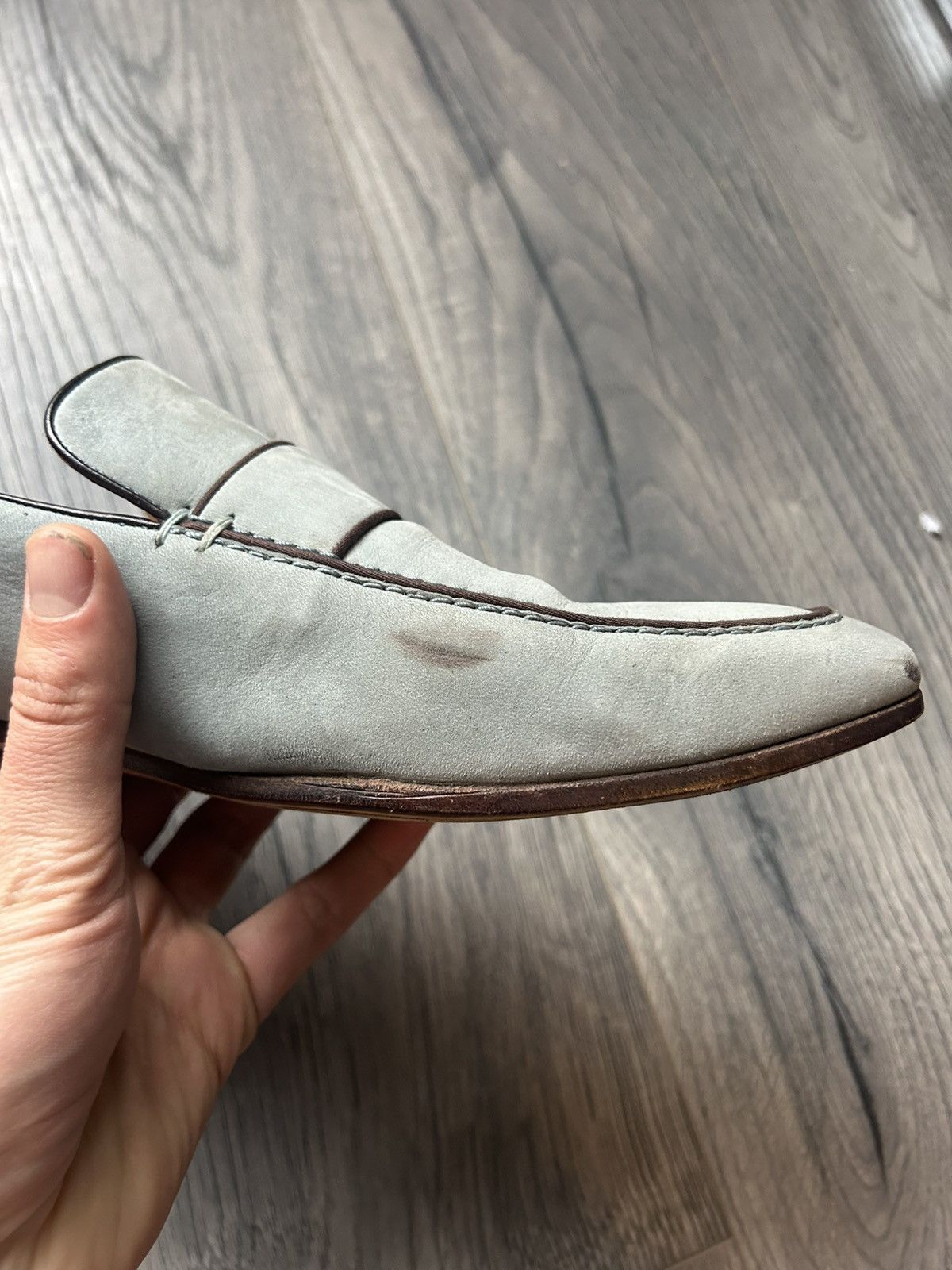 Gucci Gucci Light Blue Suede Loafers with Metal Accent - Size 43E Size US 10 / EU 43 - 15 Thumbnail