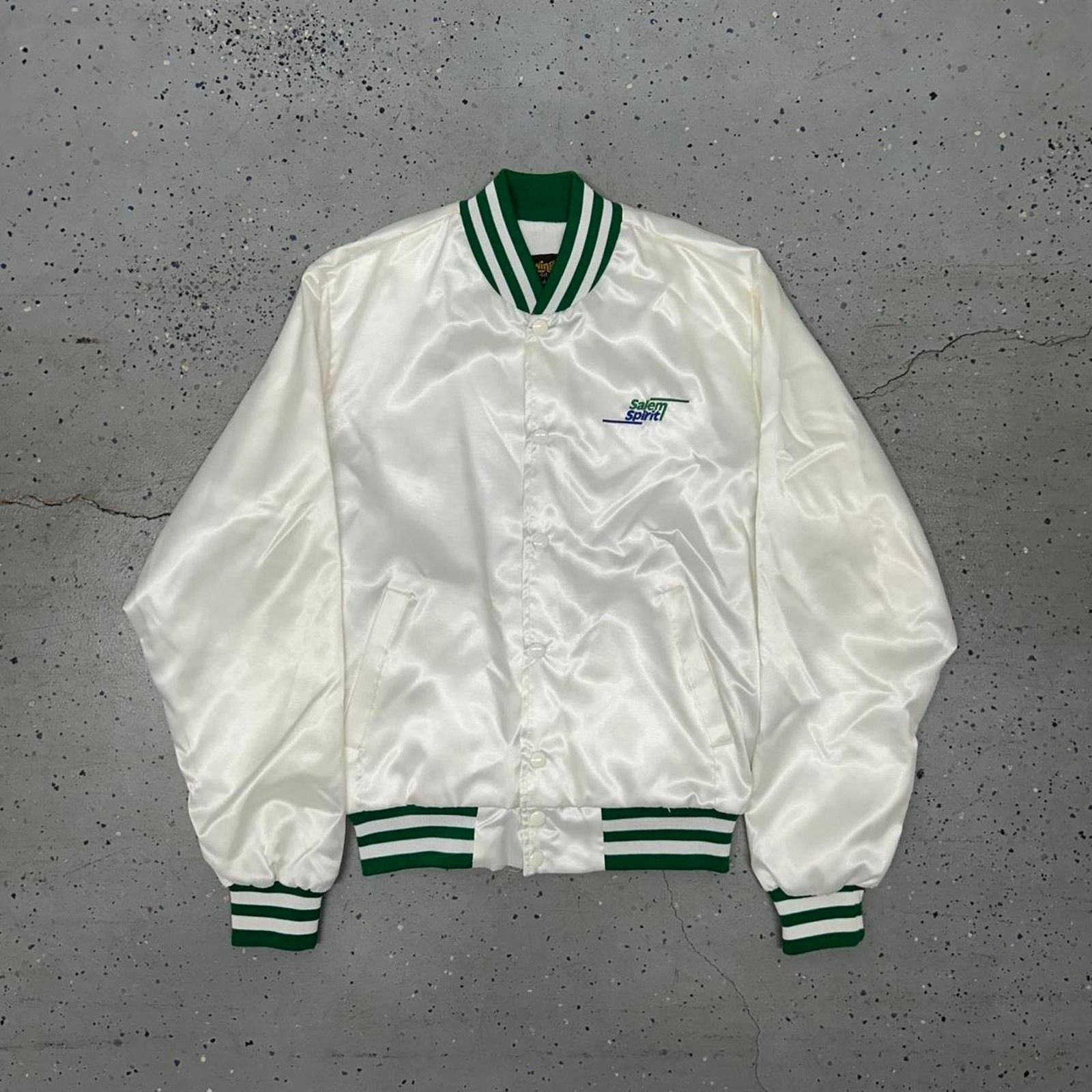 Swingster White and green vintage Salem spirit satin bomber jacket Size US S / EU 44-46 / 1 - 1 Thumbnail