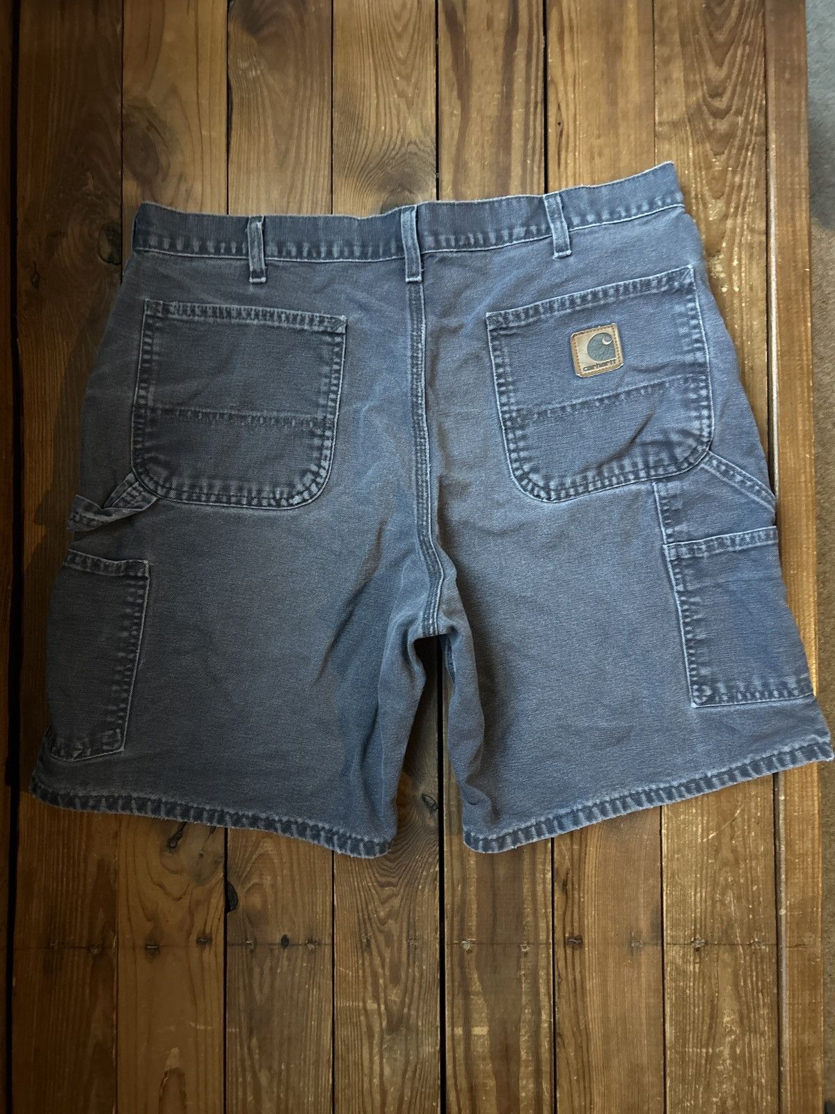 Carhartt × Vintage Vintage 90s Carhartt Faded Blue Carpenter Shorts Size US 34 / EU 50 - 1 Thumbnail