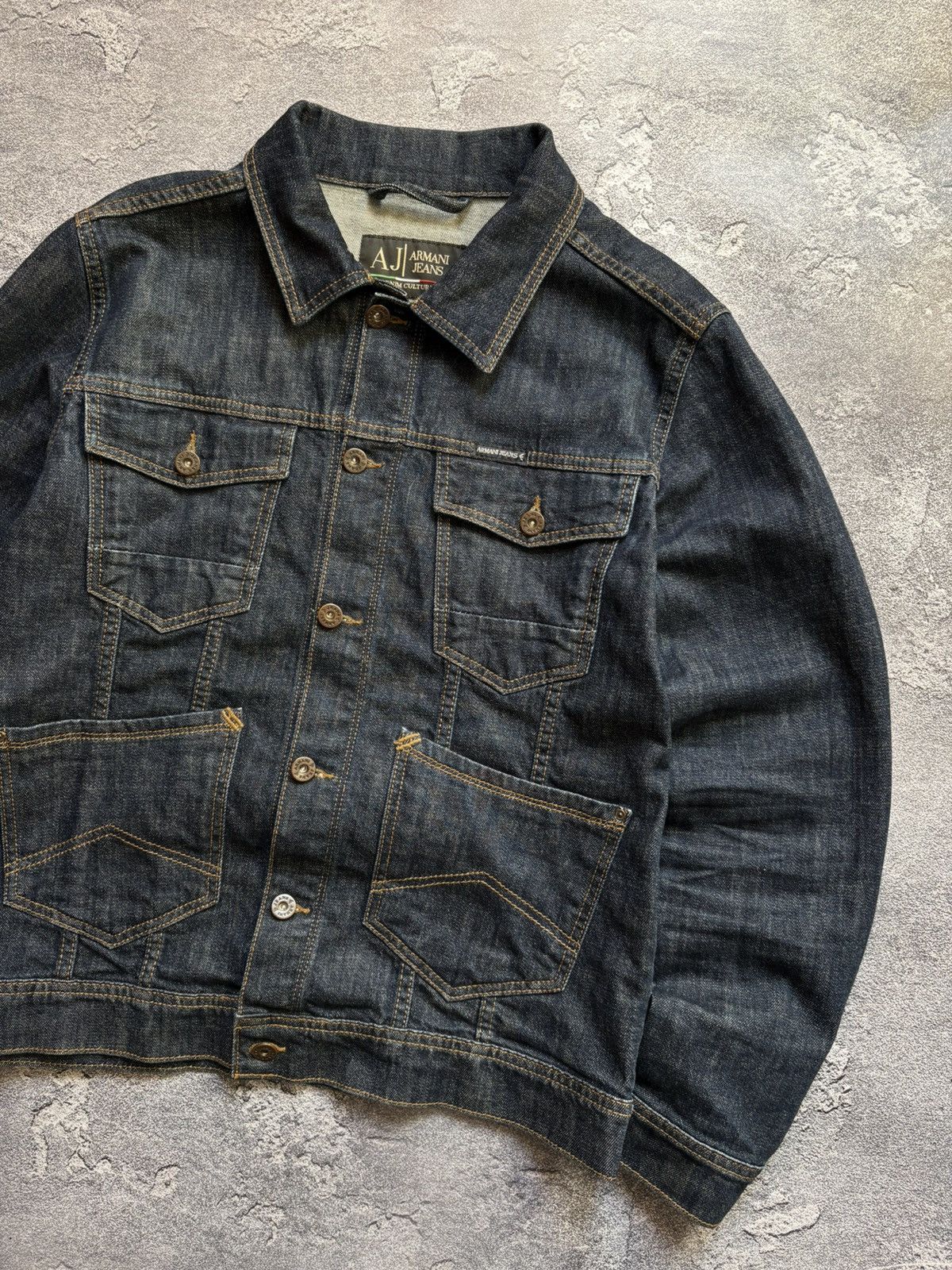 Armani Vintage Armani Jeans Dark Wash Denim Jacket Italy Size S Size US S / EU 44-46 / 1 - 4 Thumbnail