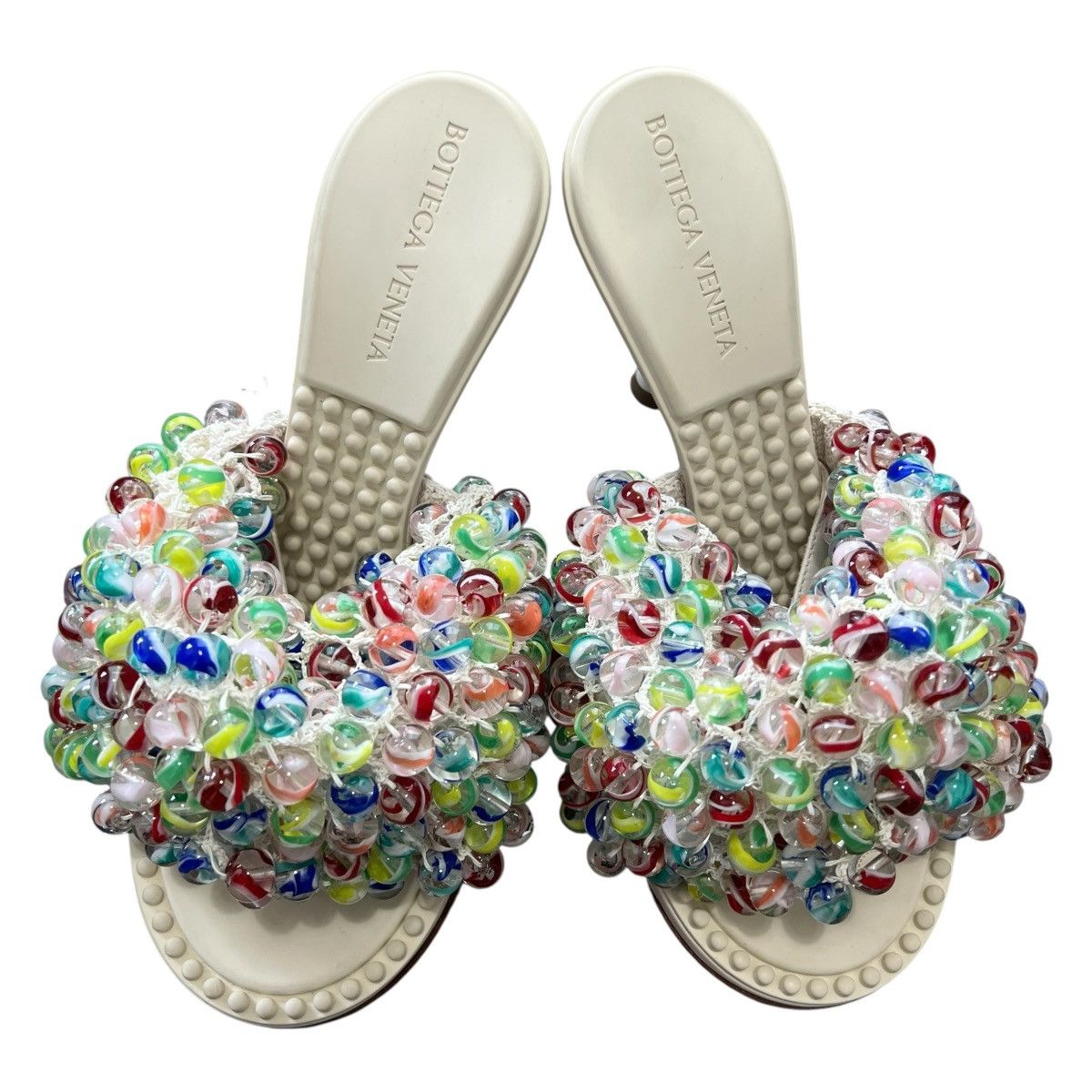 BOTTEGA VENETA “Marble Beads” Hand-Beaded Knit Mules