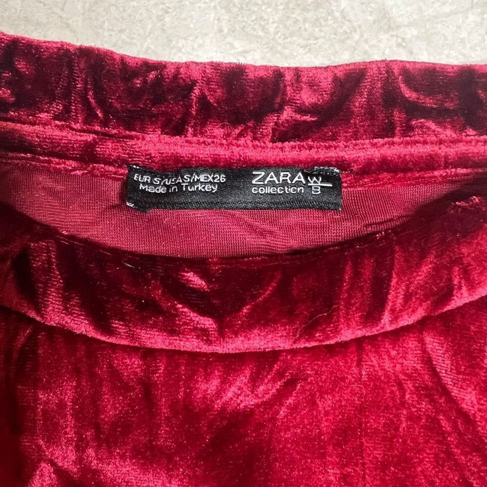 Zara Zara velvet sweatshirt top burgundy S (303/2) Size S / US 4 / IT 40 - 12 Thumbnail