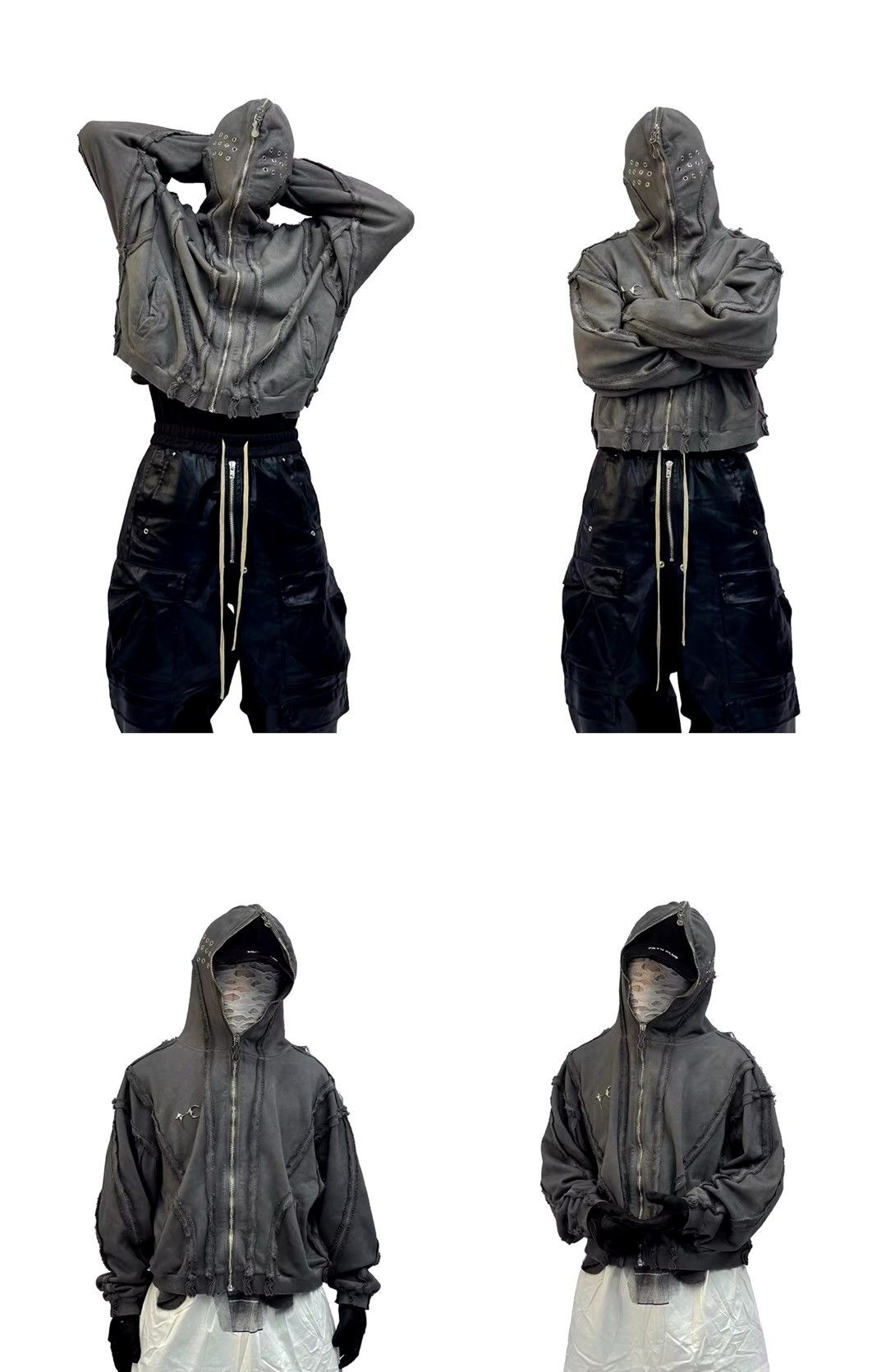 Designer Outdoor Streetwear Design Hole High Street Zipper Hoodie Size US L / EU 52-54 / 3 - 8 Thumbnail