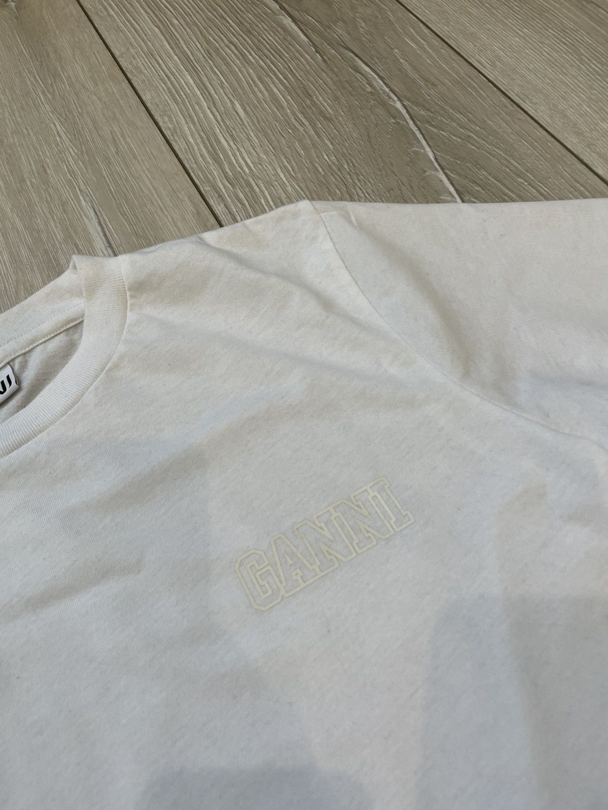Ganni GANNI RELAXED FIT LOGO TEE T SHIRT WOMENS XS WHITE BR T2917 Size XS / US 0-2 / IT 36-38 - 2 Thumbnail