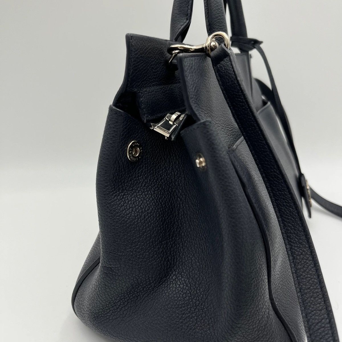 Yves Saint Laurent YSL Navy Blue Leather Rive Gauche Cabas Small Tote Size ONE SIZE - 7 Thumbnail