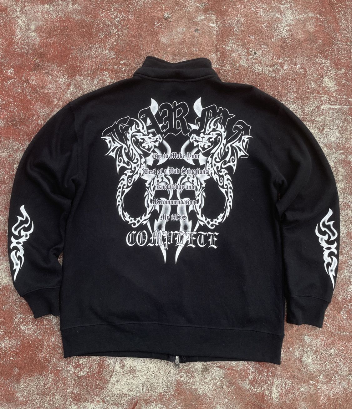 Japanese Brand 2000s Japanese arcive Fur Hoodie Karma Black Triball Gothic Size US L / EU 52-54 / 3 - 3 Thumbnail