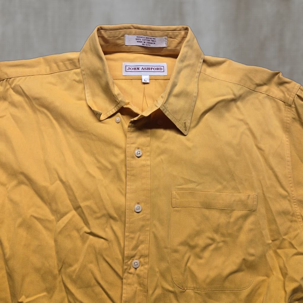 Vintage John Ashford Shirt Adult L Yellow Long Sleeve Button-Down Regular Mens Size US L / EU 52-54 / 3 - 1 Thumbnail