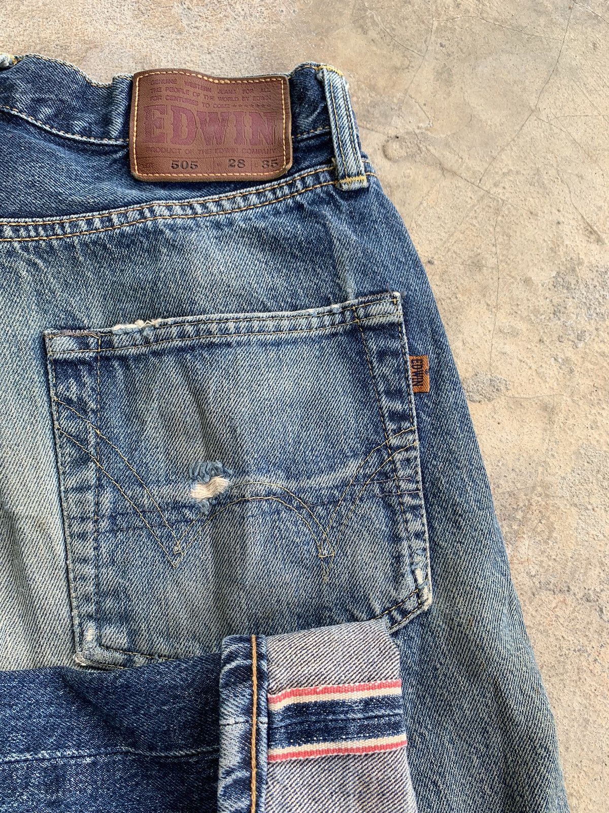 Edwin × Japanese Brand Vintage Edwin 505 Baggy Redline Selvedge Distressed Denim Size US 27 - 3 Thumbnail