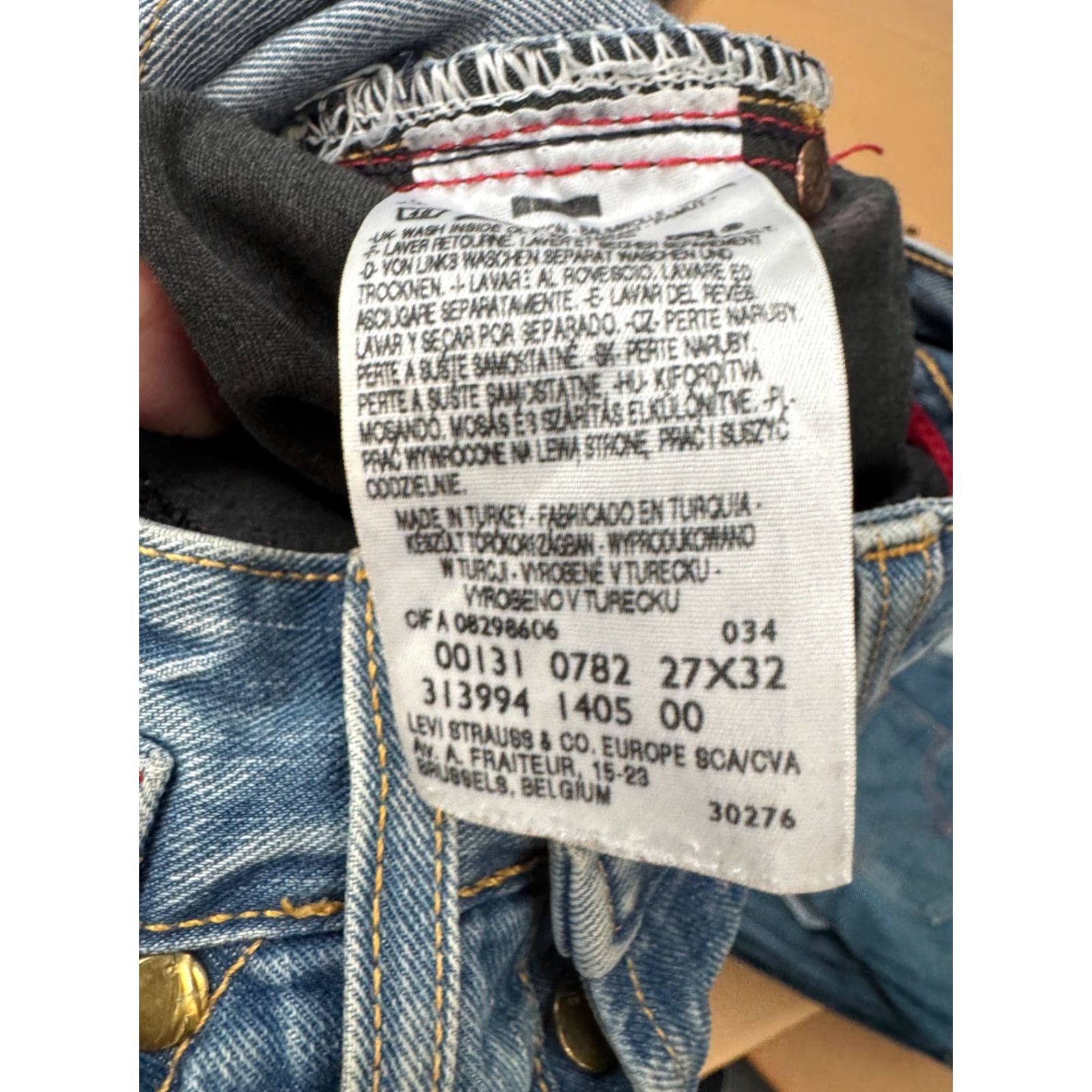 Levi's VINTAGE Levi’s Engineered Jeans Men Jeans W27 L32 Blue 90s Twisted Y2K Red Stitching Button Fringe 5-Pocket Denim Cotton Size US 27 - 4 Thumbnail