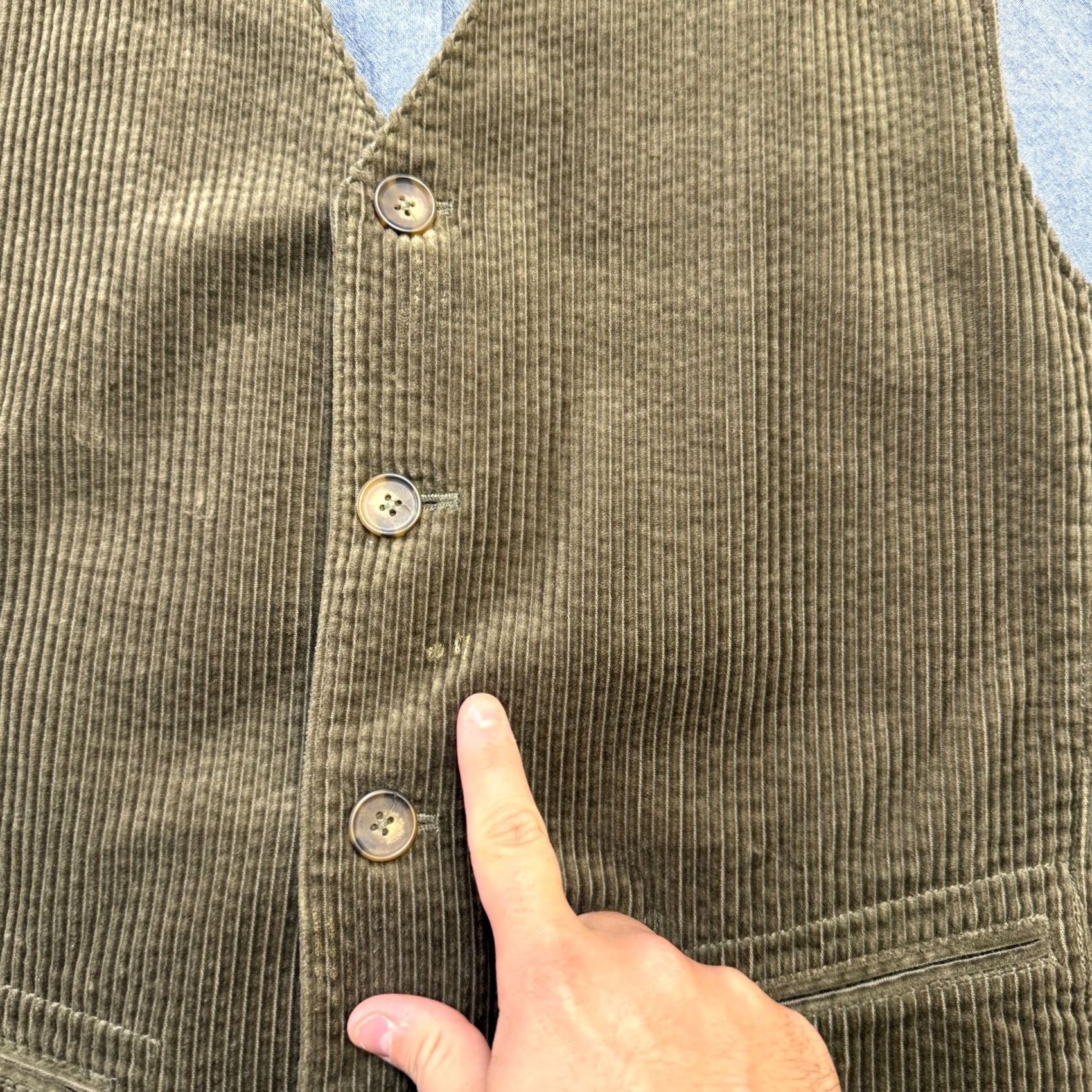 The Territory Ahead Territory Ahead Waistcoat Mens 2XL Olive Green Corduroy Suit Vest Size US XXL / EU 58 / 5 - 3 Thumbnail