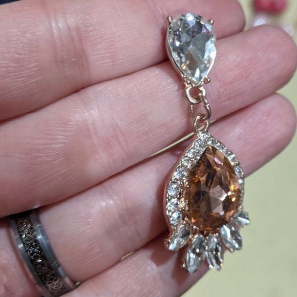 Other Elegant Glam Champagne Crystal Teardrop Earrings Size ONE SIZE - 12 Thumbnail