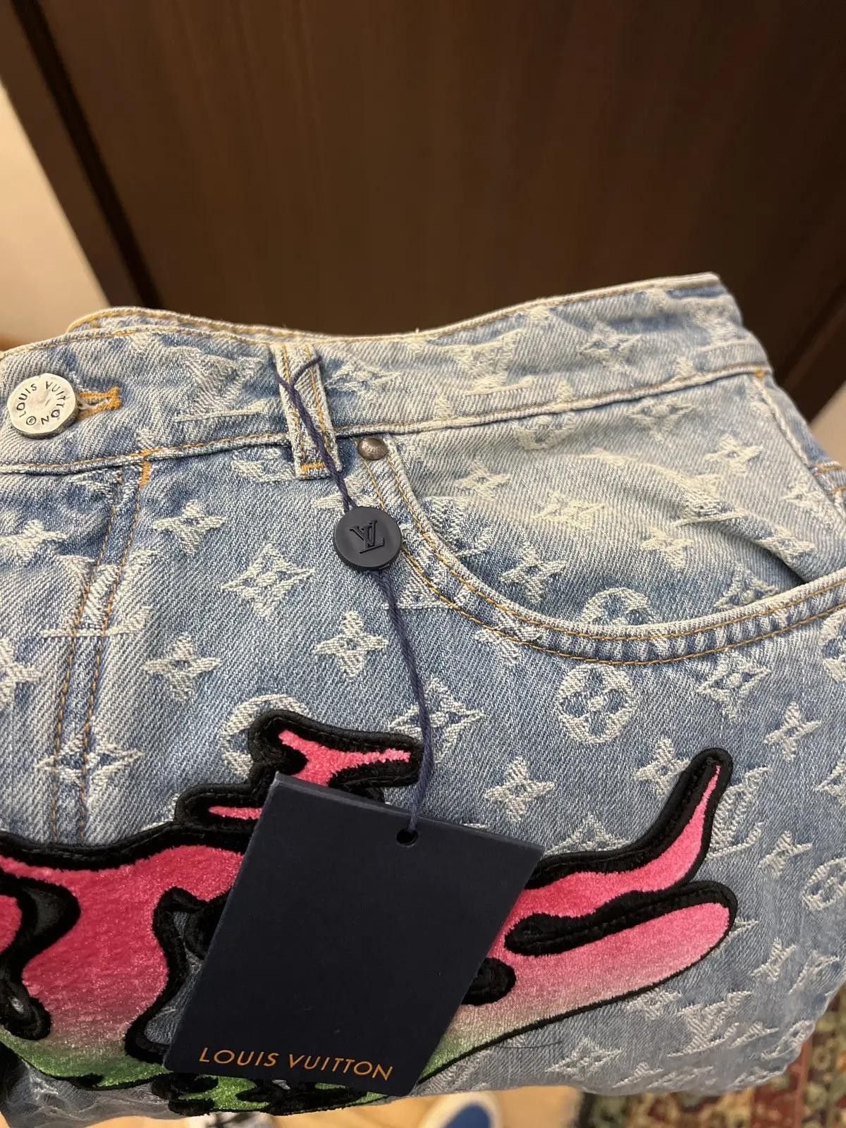 Louis Vuitton Virghil Abloh Graffiti Monogram Denim Jeans Size US 32 / EU 48 - 2 Thumbnail