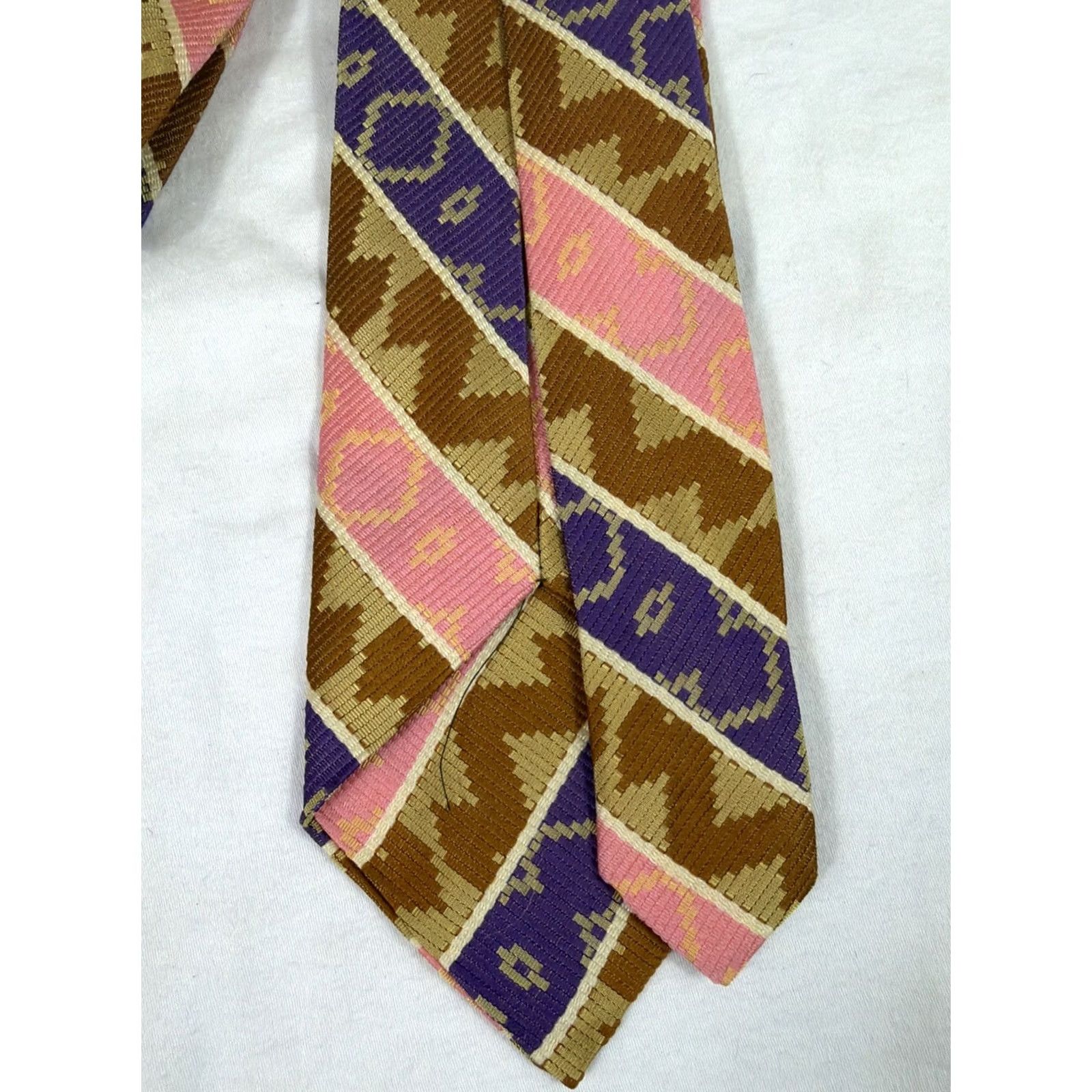 Pinko VINTAGE 70s Necktie Polyester Geometric Purple Pink Brown 52 Inches Long Men Brown PINK Tie Size ONE SIZE - 7 Thumbnail
