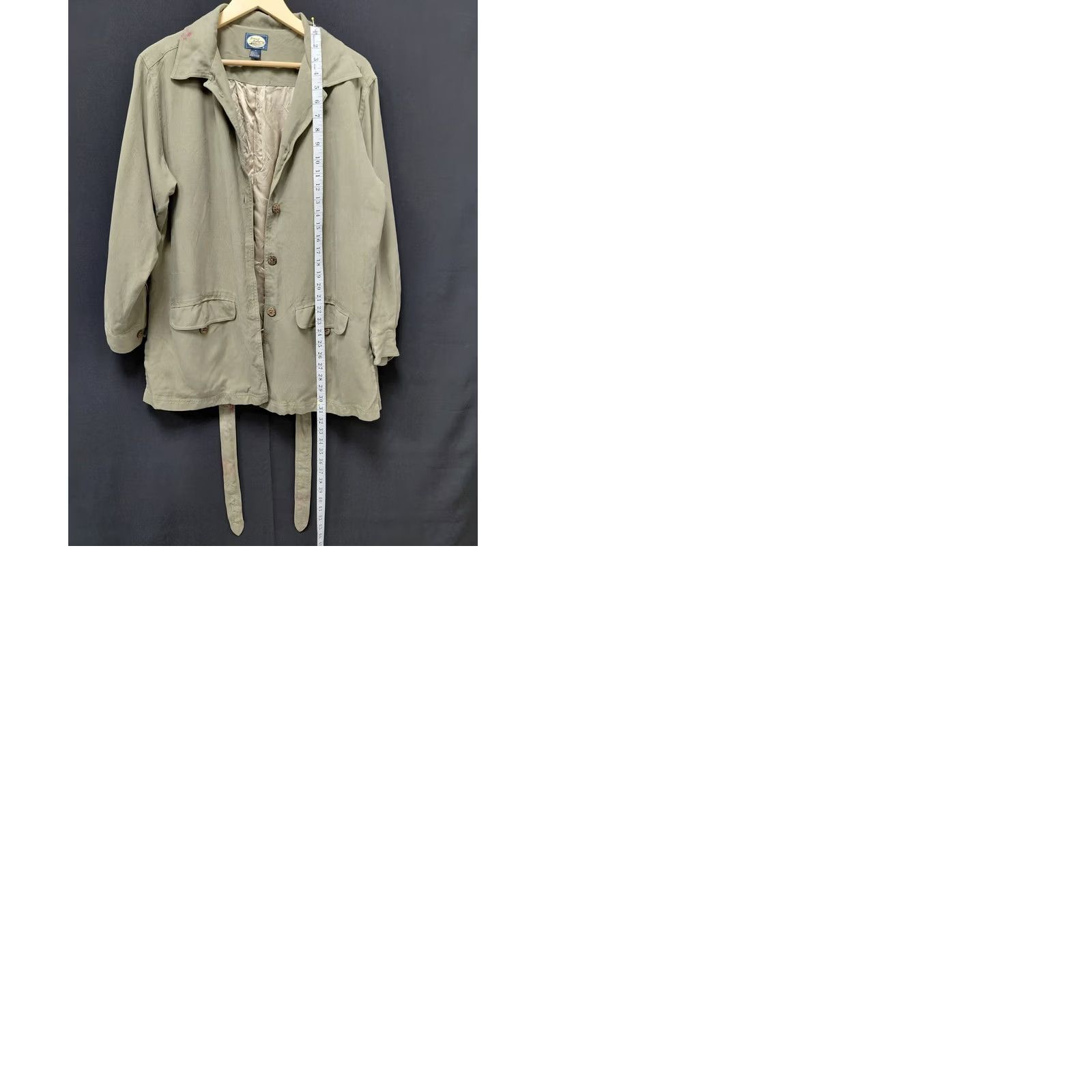 Tommy Bahama Tommy Bahama Olive Green Button-Up Jacket Women M Silk 100% Trench Coat / Lightweight Bel ted closure Button Casual Travel Size M / US 6-8 / IT 42-44 - 9 Thumbnail