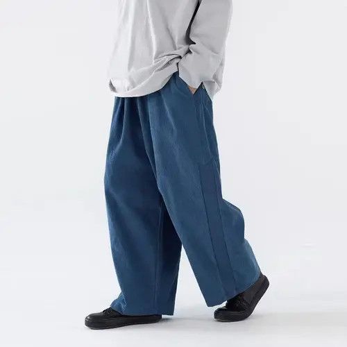 Japanese Brand 20AW Indigo Union Japan Blue Corduroy Wide Legs Pants Size US 32 / EU 48 - 1 Thumbnail