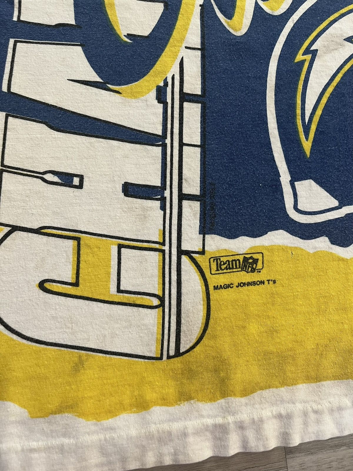 Vintage 90s AOP San Diego Chargers Magic Johnson T’s Shirt