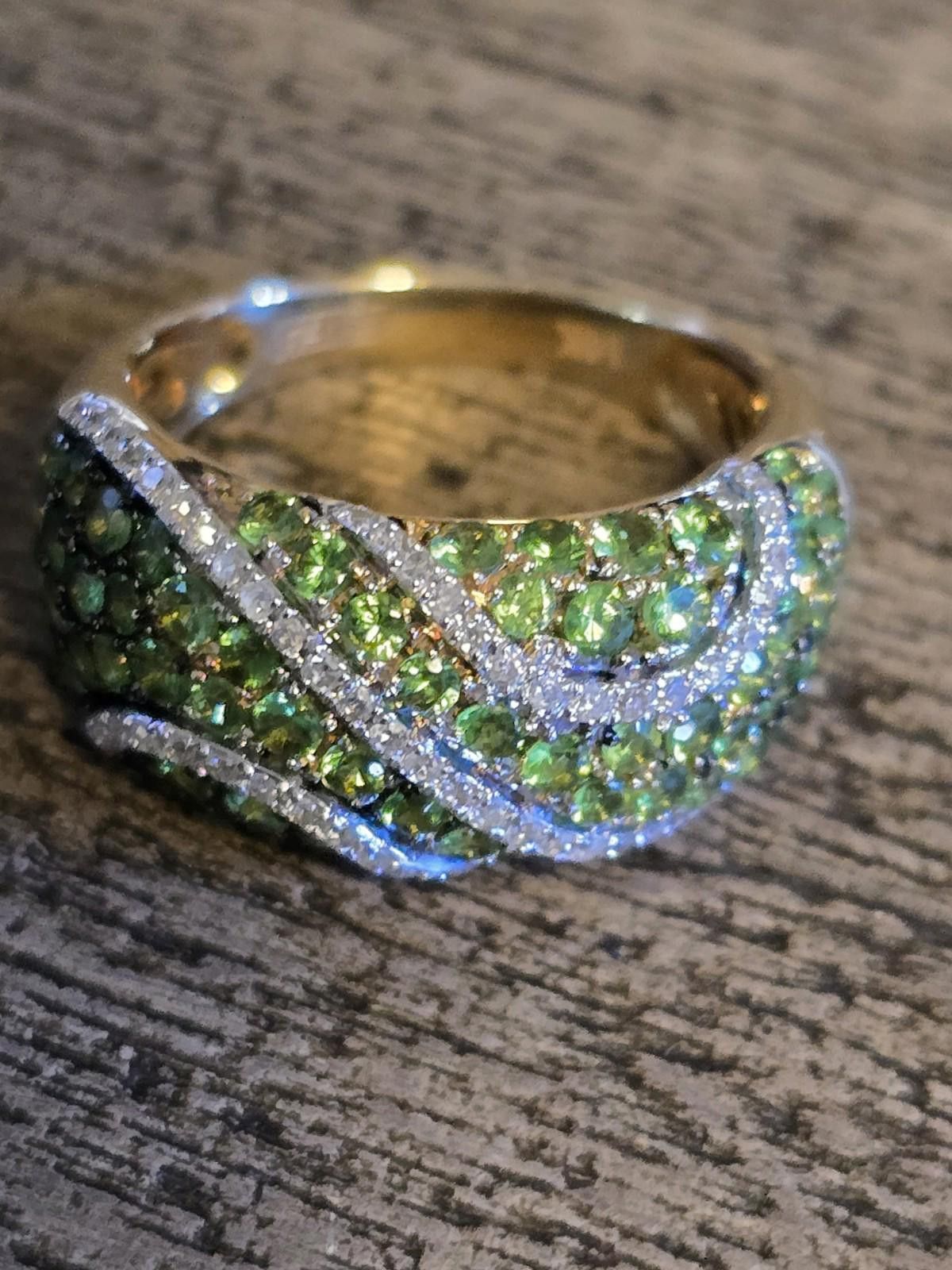 Effulgence EFFY 14K Gold Tsavorite Diamond Dome Ring 6.5 Size ONE SIZE - 9 Thumbnail