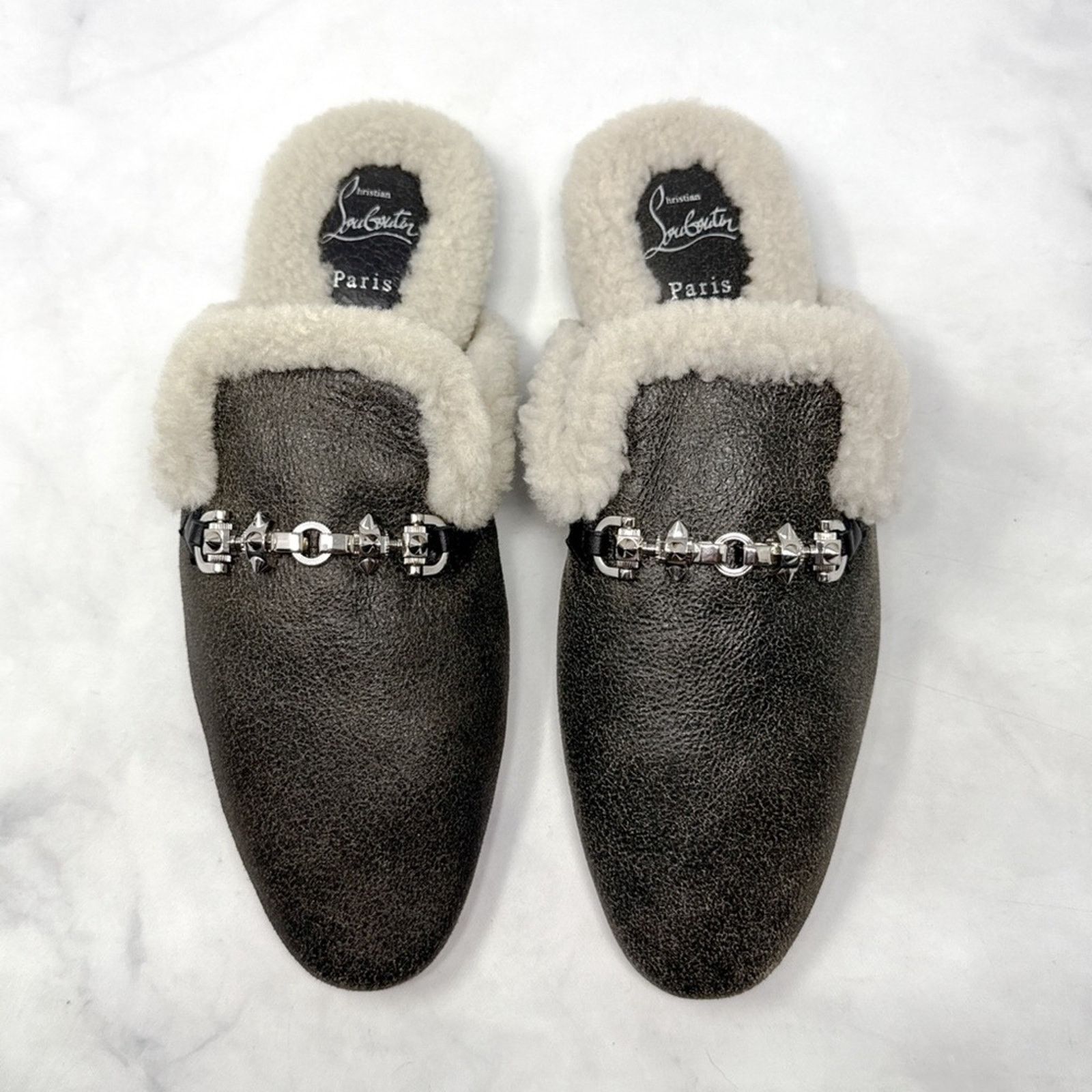 Christian Louboutin Christian Louboutin Leather Sherpa Flat Smoking Loafer Shoes Size US 9 / EU 42 - 2 Thumbnail