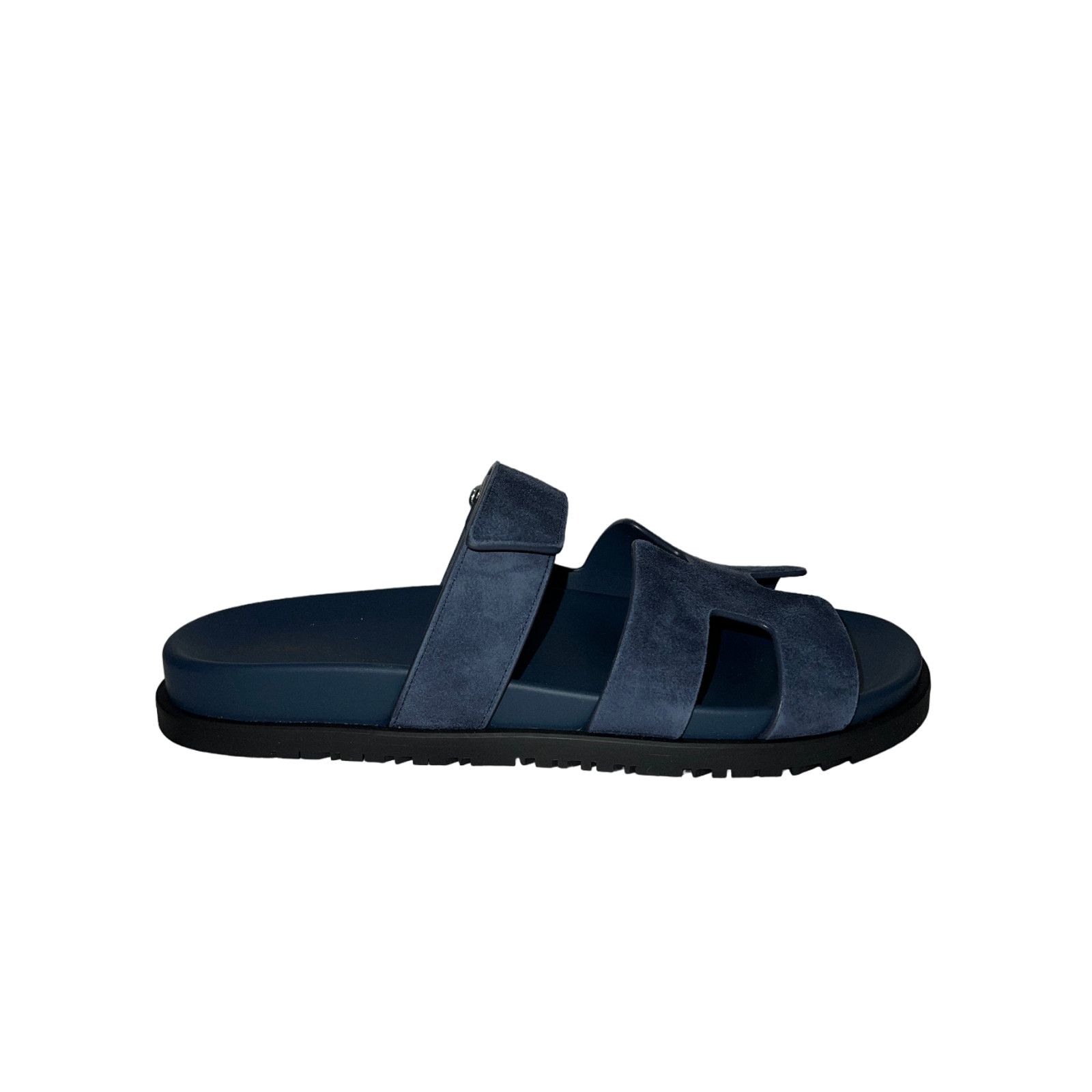 Hermes Hermes Chypre Sandal Blue Celeste Dark Suede Logo Strap Size US 12 / IT 42 - 2 Thumbnail
