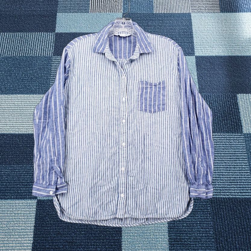 Old Navy Old Navy Shirt Womens XS Extra Small Blue Stripe Button Long Sleeve Size XS / US 0-2 / IT 36-38 - 1 Thumbnail