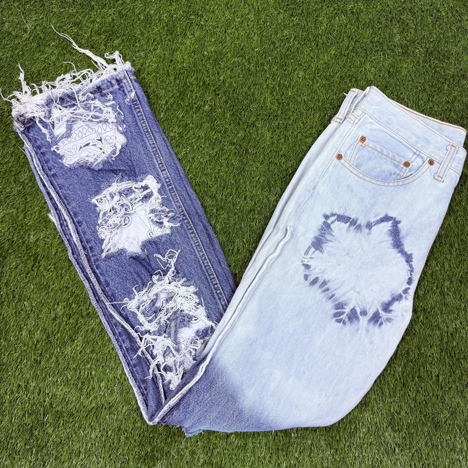 The Unbranded Brand Tie-Dye and Distressed Denim Jeans Size US 30 / EU 46 - 1 Thumbnail