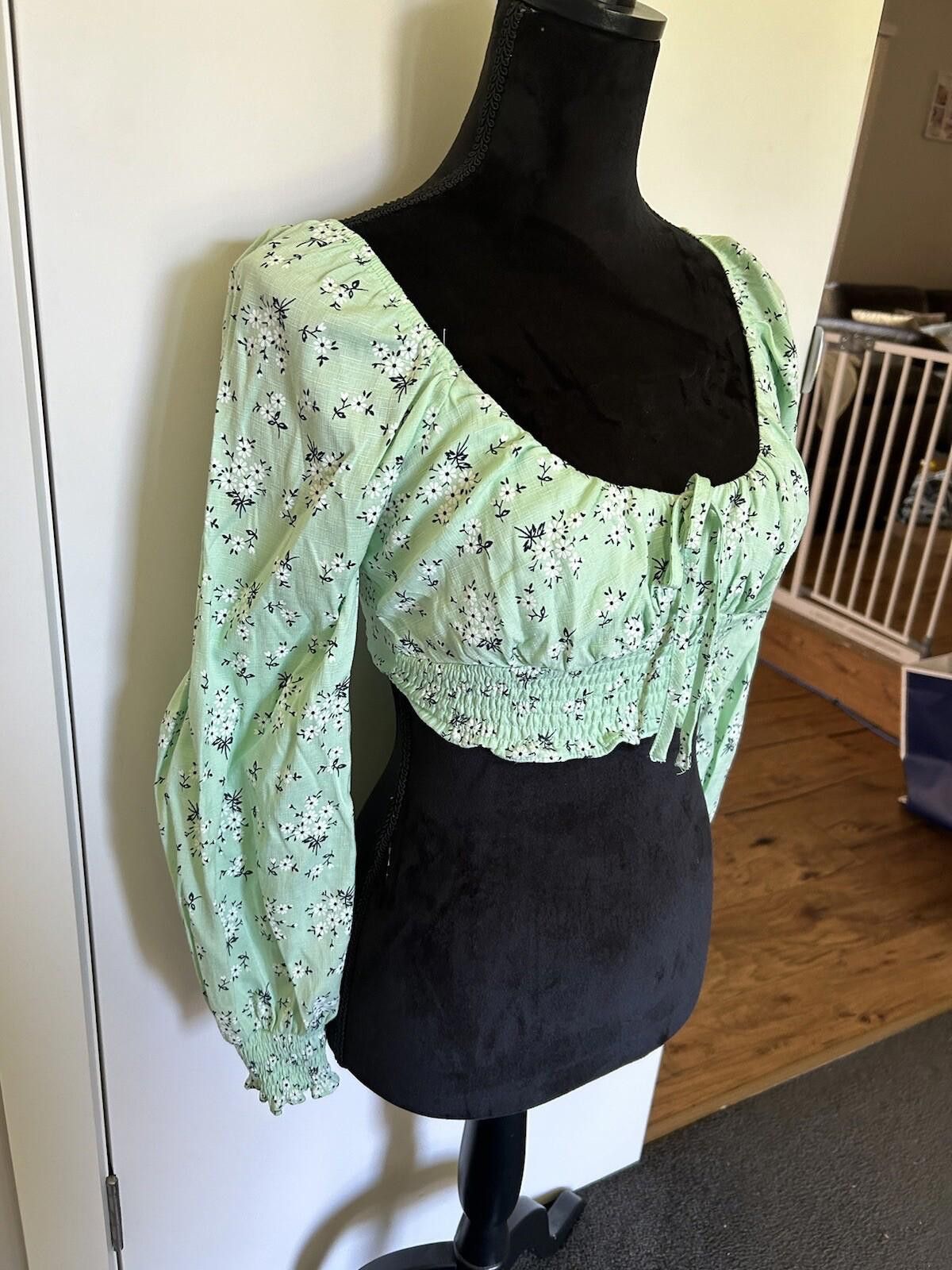 Designer Luck and Trouble Boho Festival top Mint floral - Sz 8 (004) Size S / US 4 / IT 40 - 4 Thumbnail