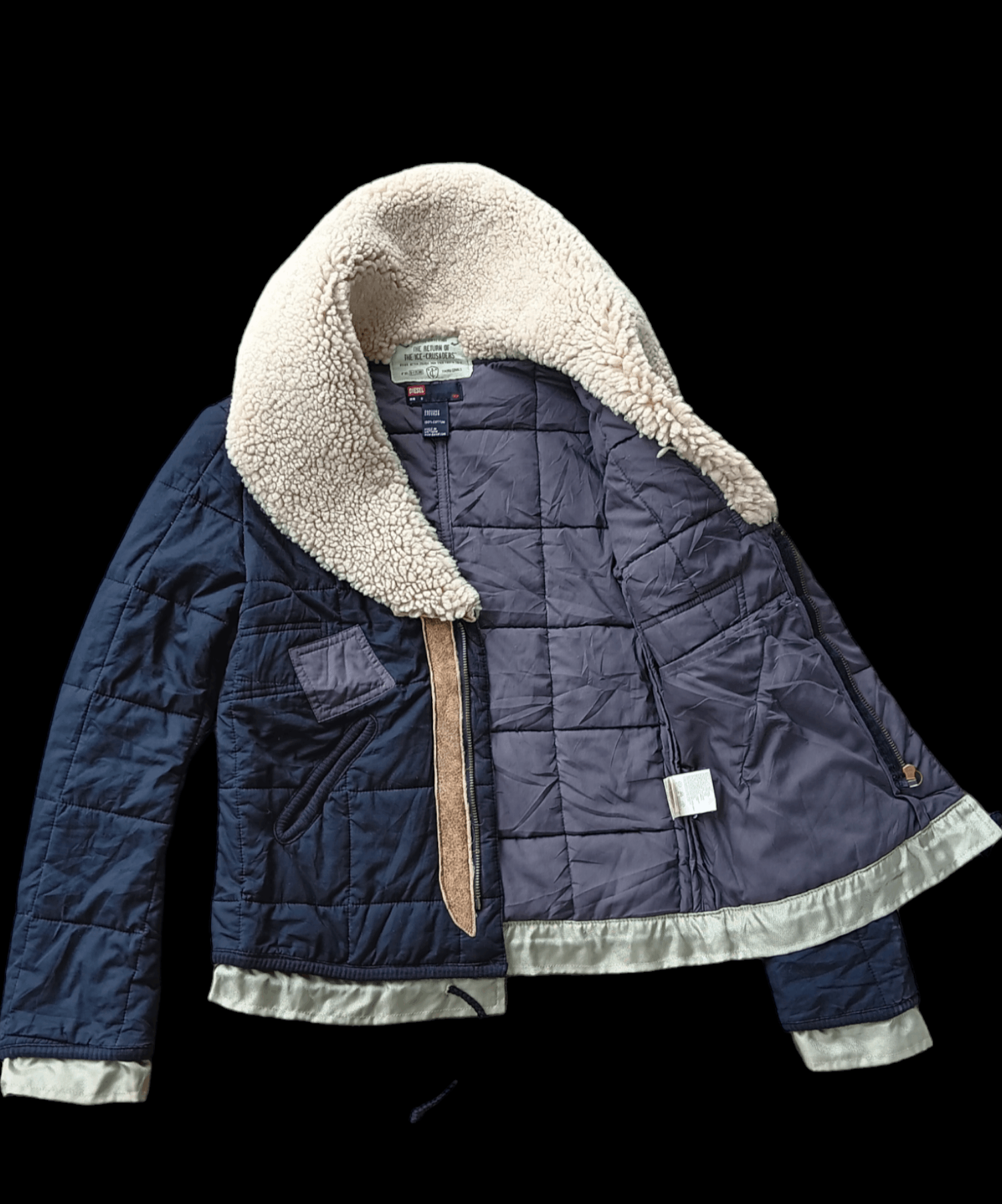 Diesel 2000's Diesel collared shearling quilted jacket Size US S / EU 44-46 / 1 - 3 Thumbnail