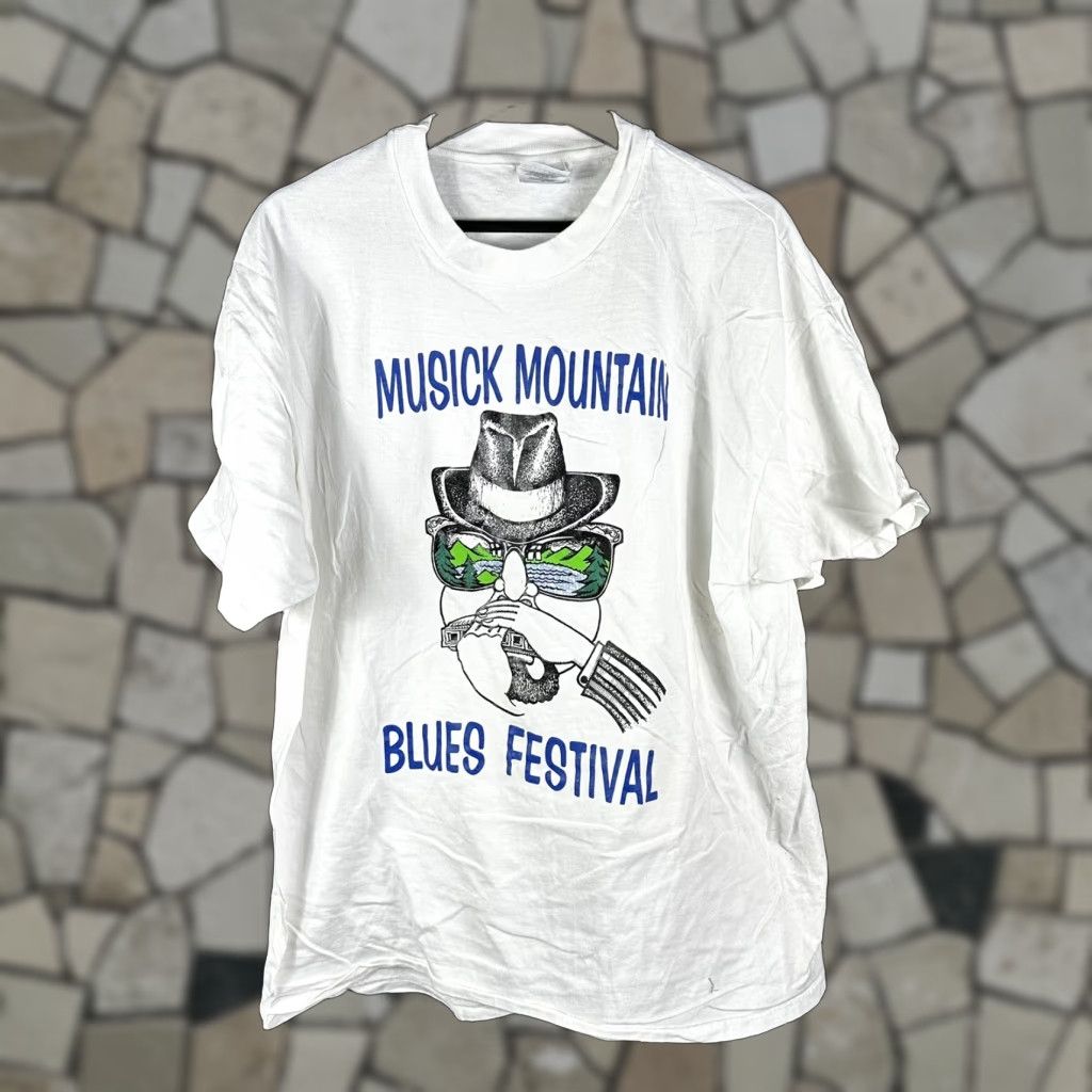 Vintage VINTAGE Musick Mountain Blues Festival Concert T-shirt Shaver Lake 1998 XL Blue Shirts Mens Size US XL / EU 56 / 4 - 1 Thumbnail