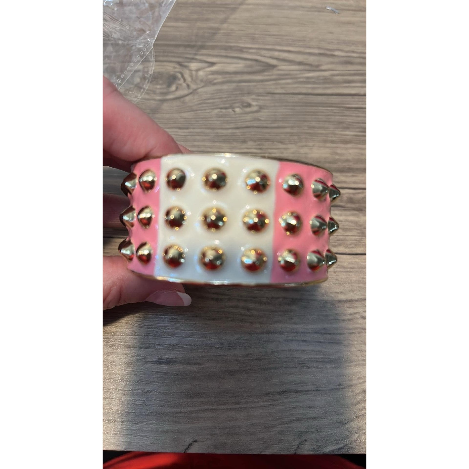 Other Pink/white spike Clamper Bangle Brass Bracelet Size ONE SIZE - 1 Thumbnail