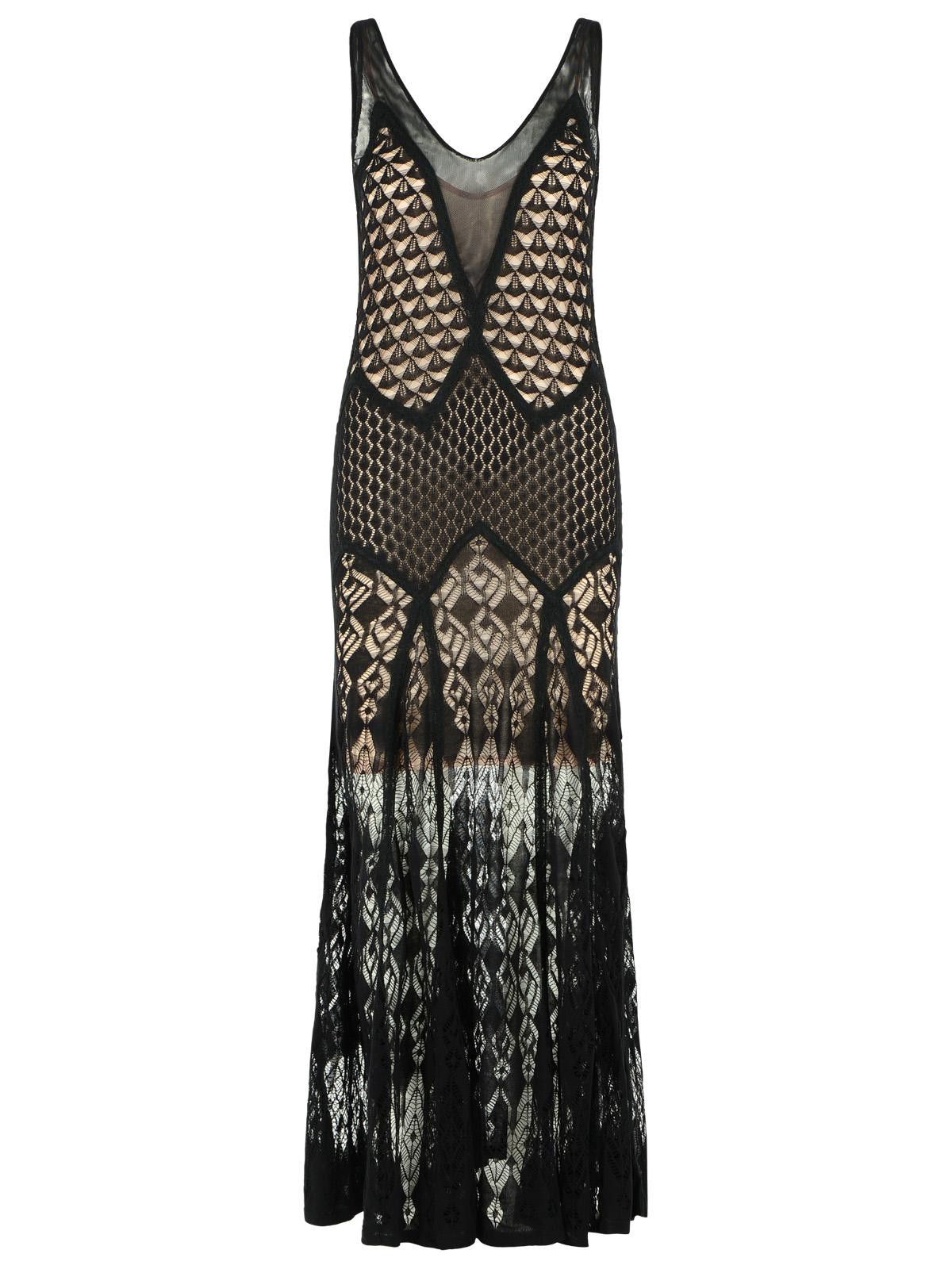 Blumarine BLUMARINE Long Dress In Black Worked Cotton Size M / US 6-8 / IT 42-44 - 1 Thumbnail