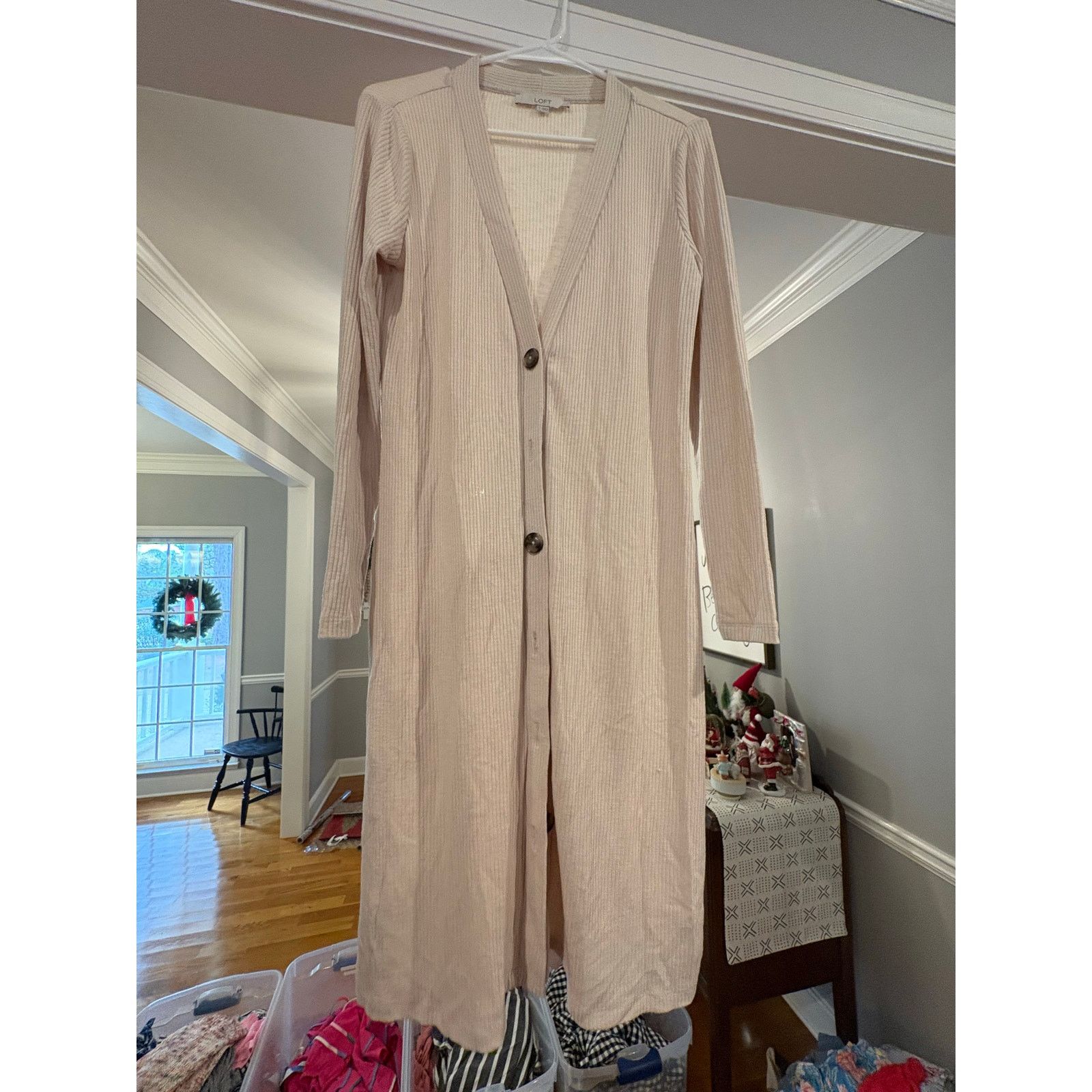 Loft LOFT Women’s Small Ribbed Long Duster Cardigan Beige Size S / US 4 / IT 40 - 3 Thumbnail