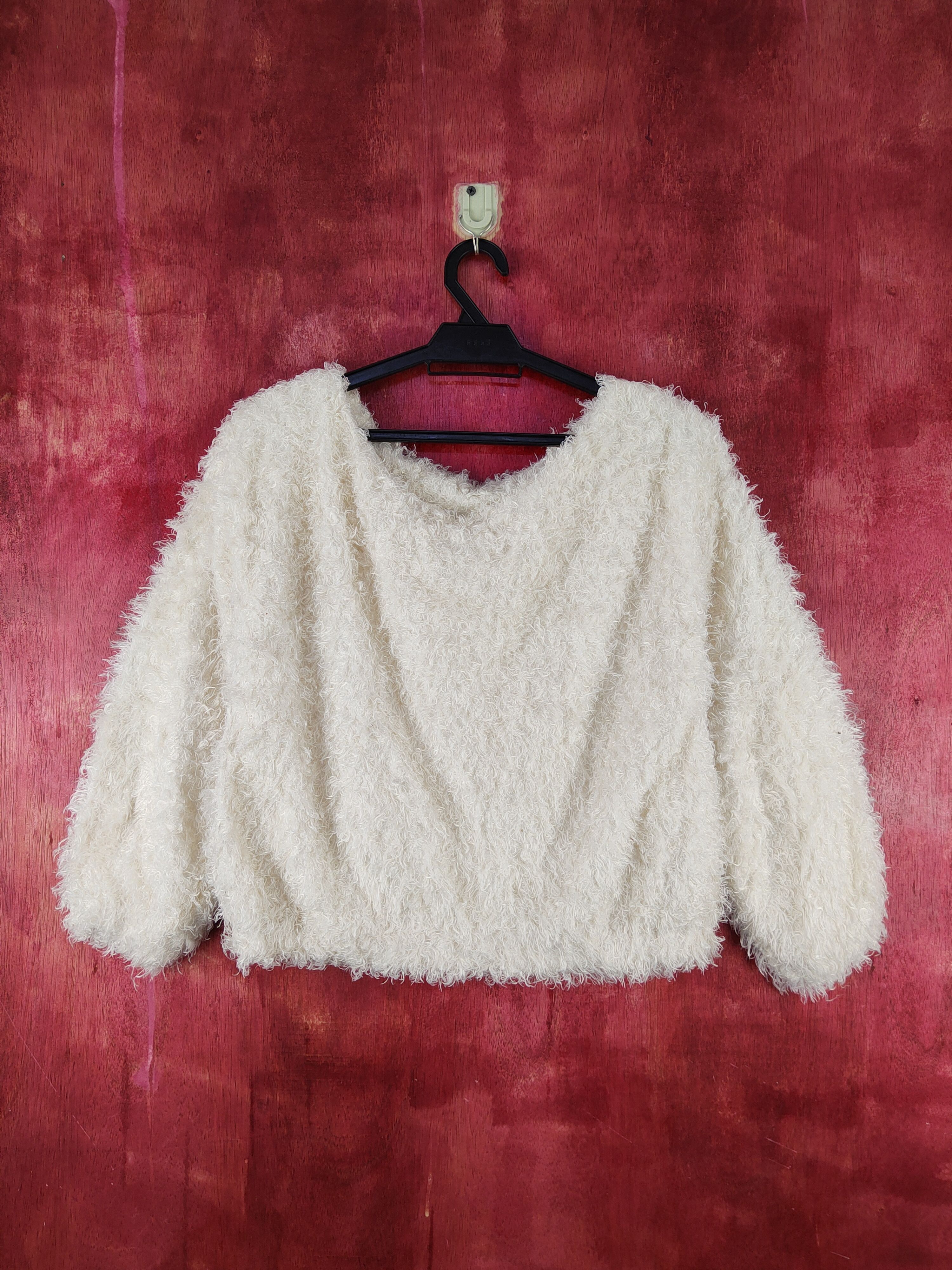 Aran Isles Knitwear × Japanese Brand × Vintage Vis Ivory Shag Shaggy Fur Mohair Knitwear #S2076 Size XS / US 0-2 / IT 36-38 - 1 Thumbnail