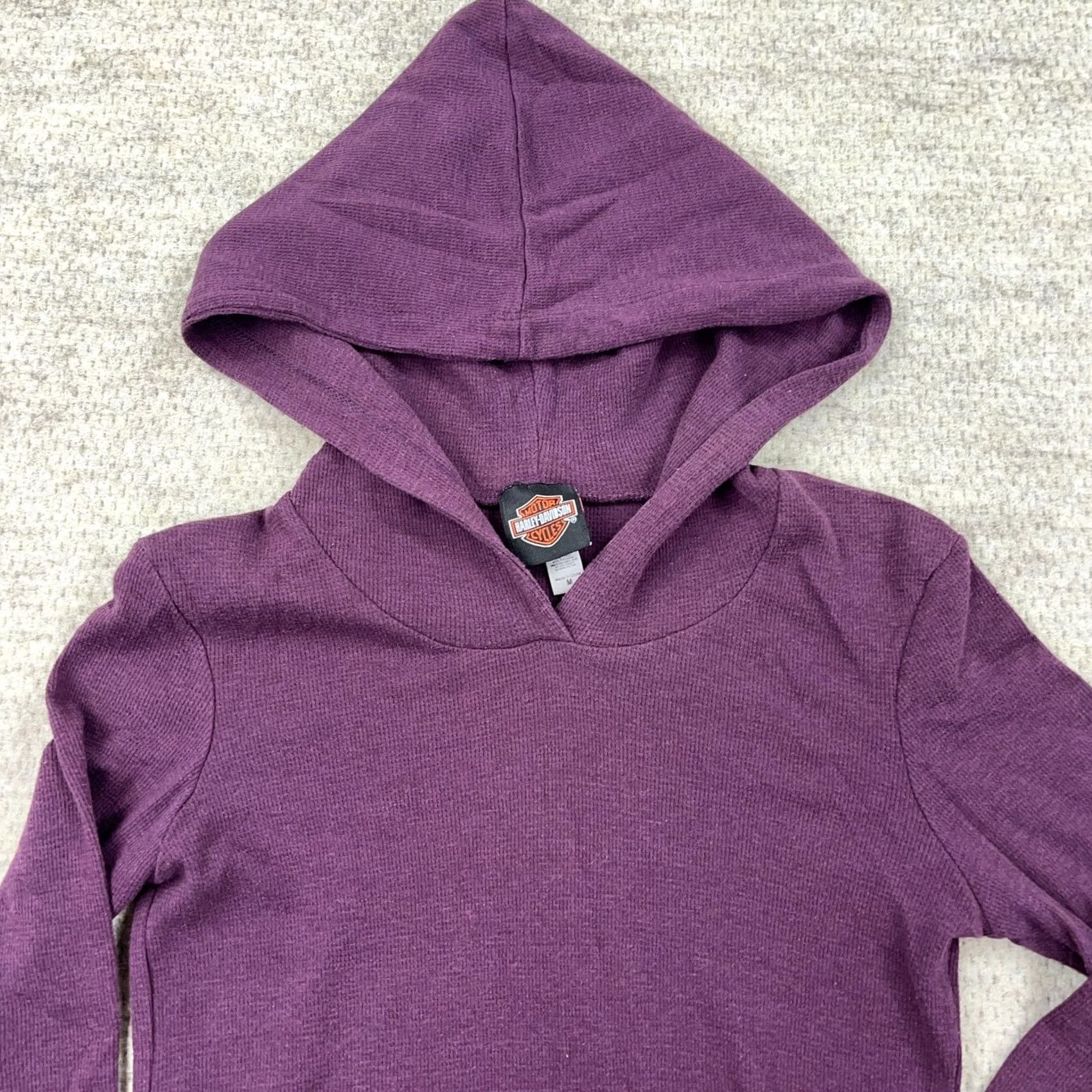 Harley Davidson Vintage Harley-Davidson Shirt Women Medium Purple Thermal Hoodie Waffle Knit Size M / US 6-8 / IT 42-44 - 4 Thumbnail