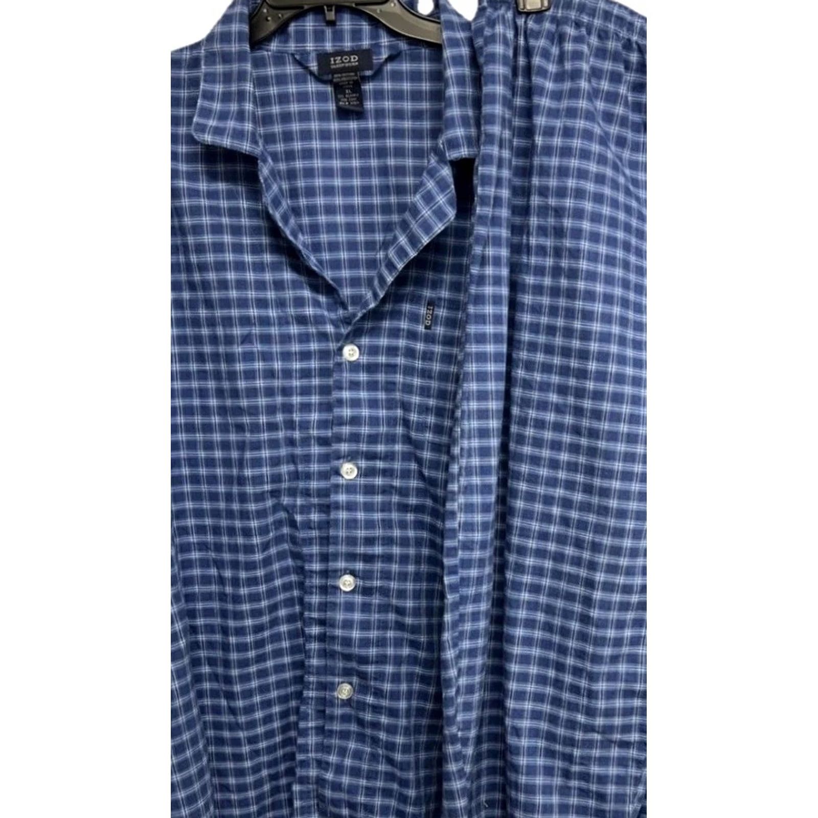 Izod IZOD Men's Pajama Set XL Blue Plaid Button Front Top Lounge Pants Sleepwear Size US XL / EU 56 / 4 - 3 Thumbnail