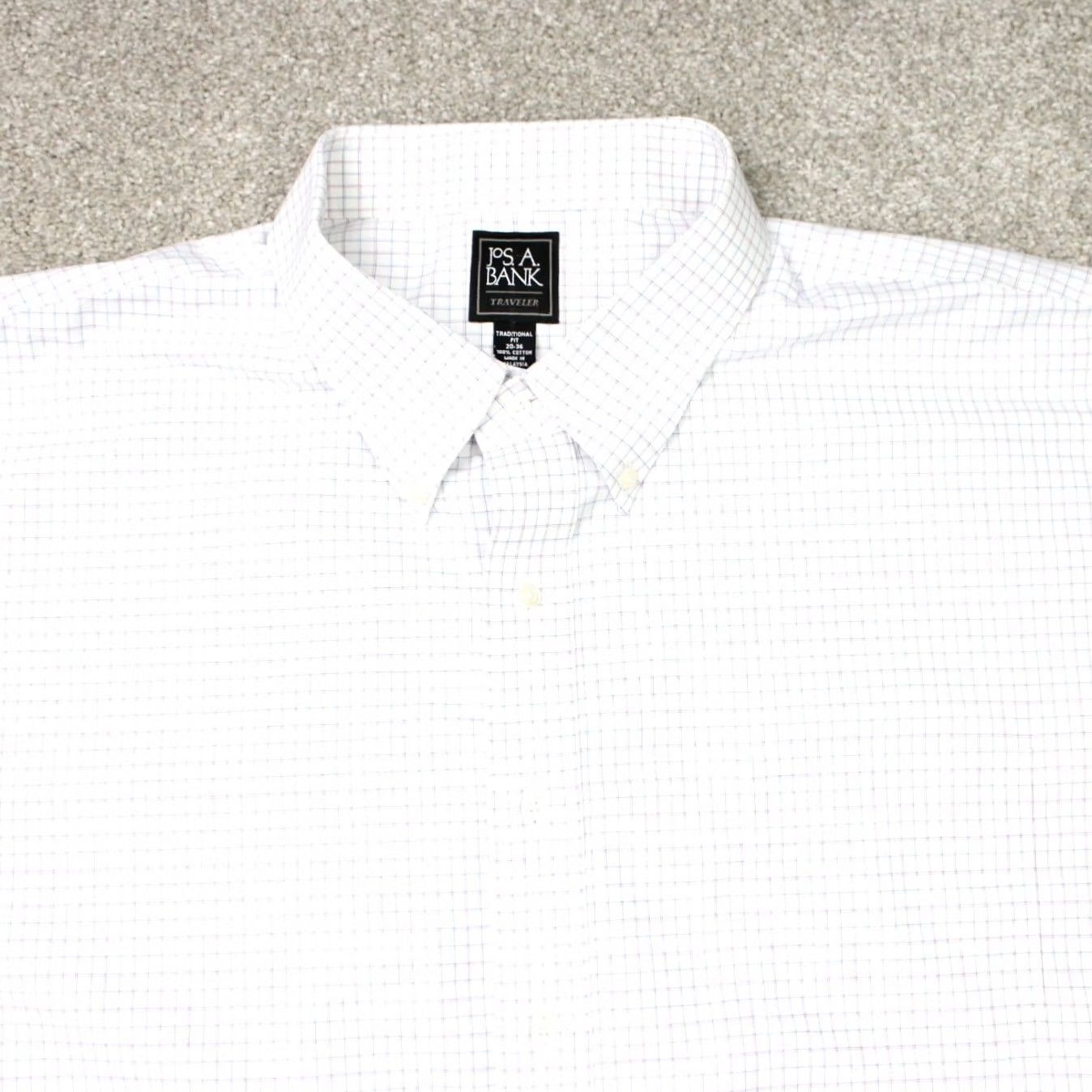 Jos. A. Bank Jos. A. Bank Shirt Mens 20 Blue/White Traveler Traditional Fit Cotton L/S Dress Shirt Size US XXL / EU 58 / 5 - 6 Thumbnail