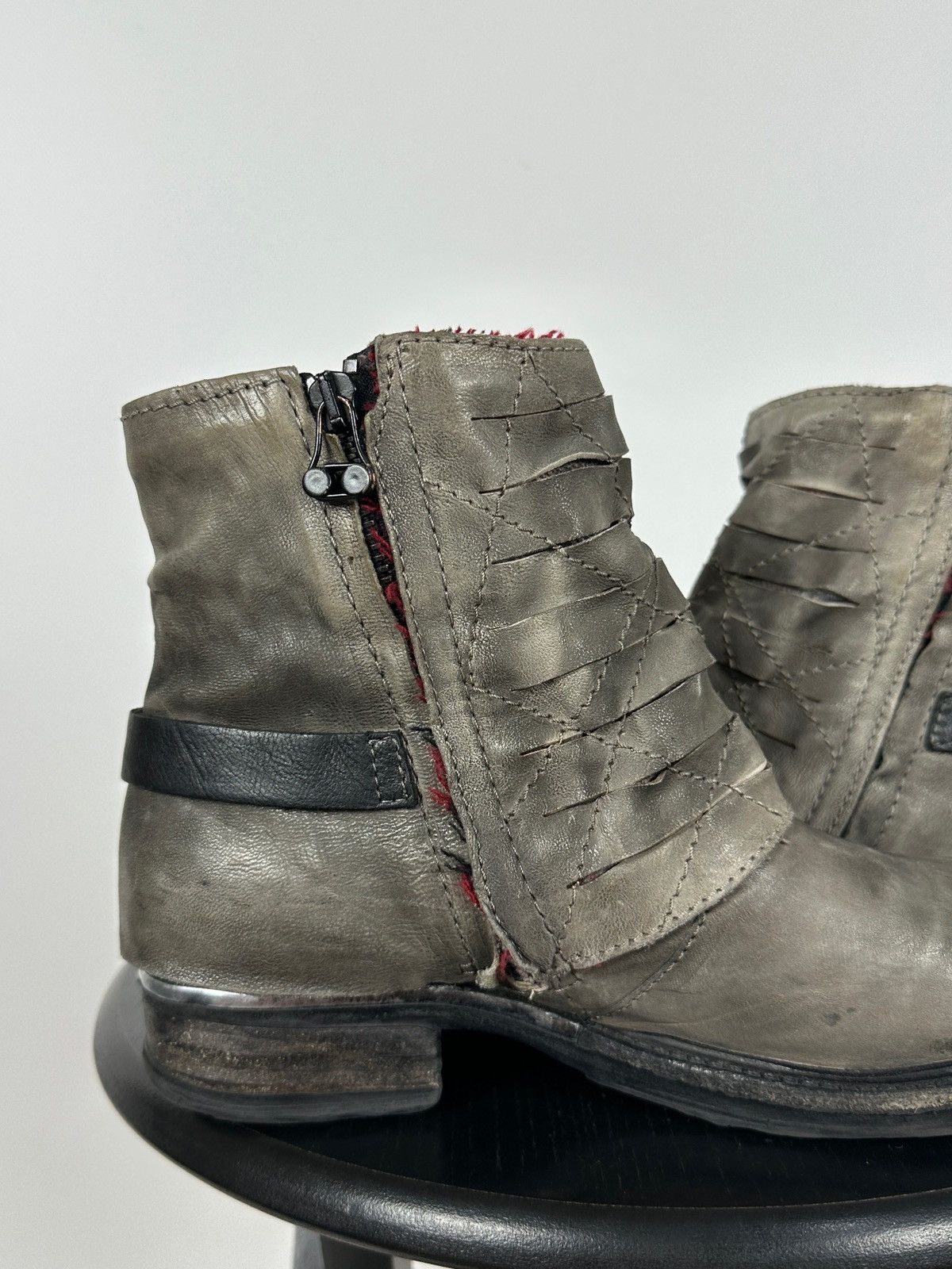 A.S.98 A.S.98. Airstep Gray Leather Biker Ankle Buckle Strap Boots Size US 8 / IT 38 - 18 Thumbnail