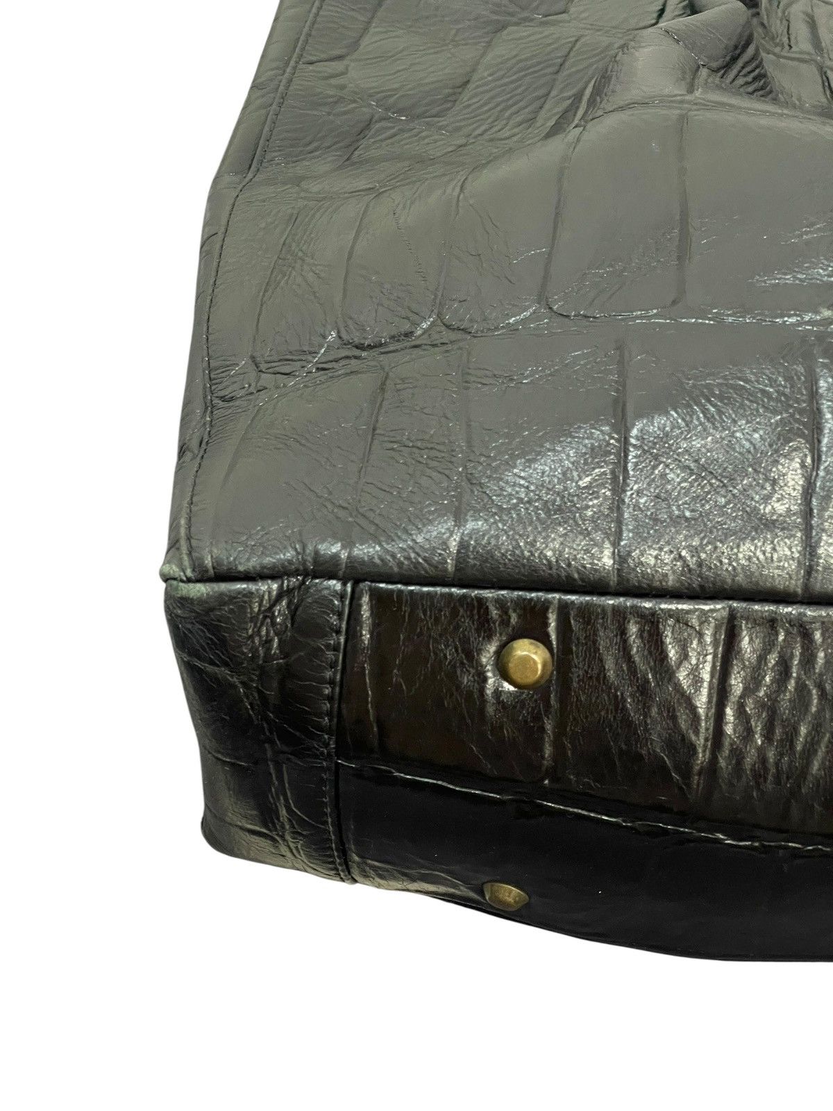 Genuine Leather Crocodile Embossed Leather Unknown Tote Shoulder Bag 7🟩 Size ONE SIZE - 13 Thumbnail