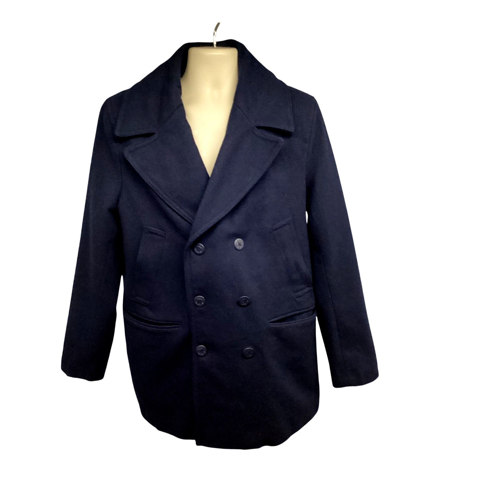 Banana Republic Banana Republic Mens Preppy Navy Wool Peacoat Medium Pockets Size US M / EU 48-50 / 2 - 1 Thumbnail