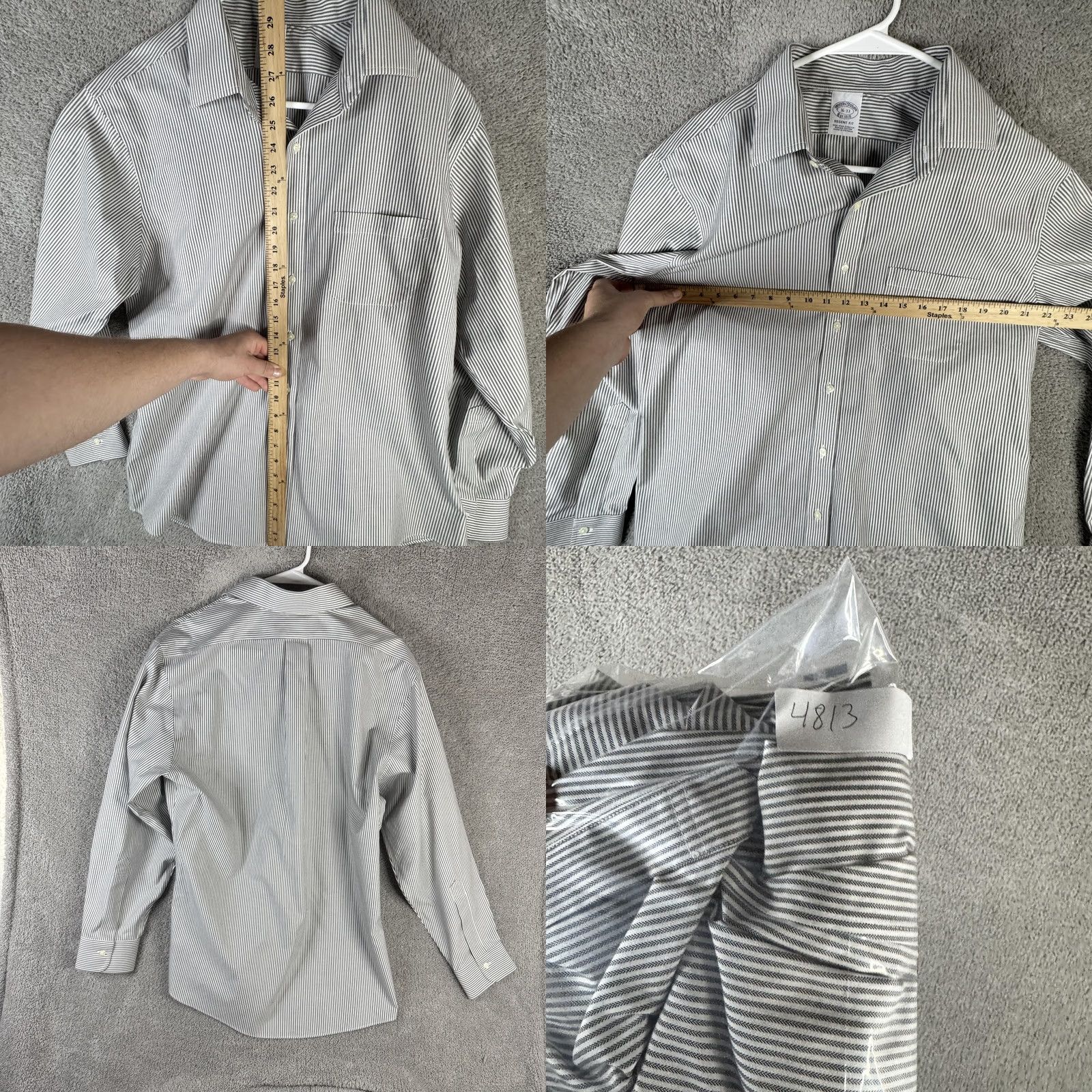 Brooks Brothers Brooks Brothers Shirt Mens 16 32/33 Gray Stripe Regent Non Iron Supima Cotton Dress Shirt Size US L / EU 52-54 / 3 - 8 Thumbnail