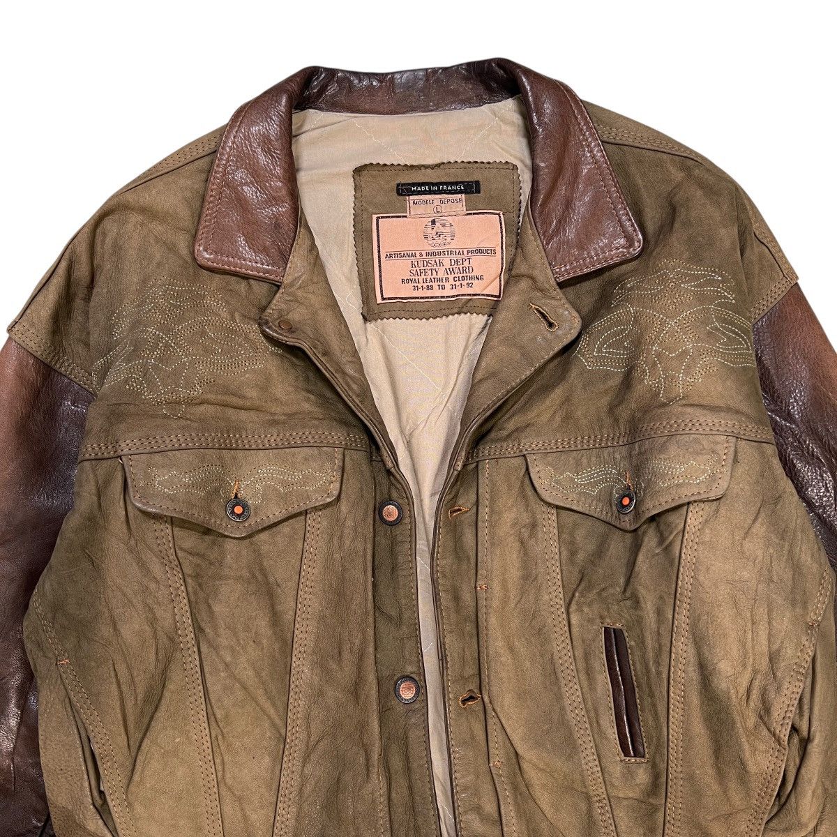 Artisan Outfitters 💥 Vintage Kudsak Artisanal Industrial Product Leather Jacket Size US L / EU 52-54 / 3 - 5 Thumbnail