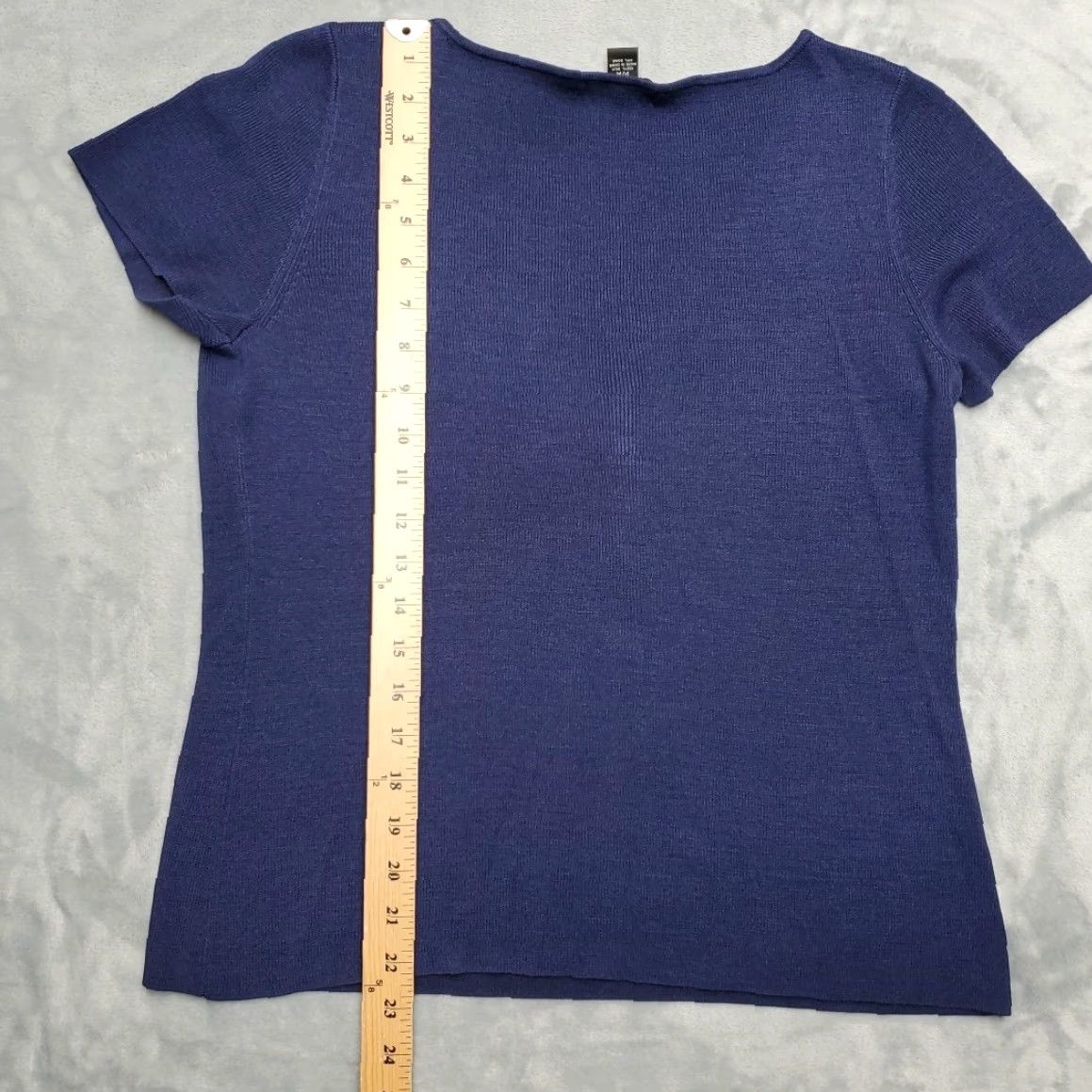 Alfani Alfani Sweater Women Petite Medium Blue Silk Knit Short Sleeve V-Neck Pullover Classic Solid Womens Size M / US 6-8 / IT 42-44 - 5 Thumbnail