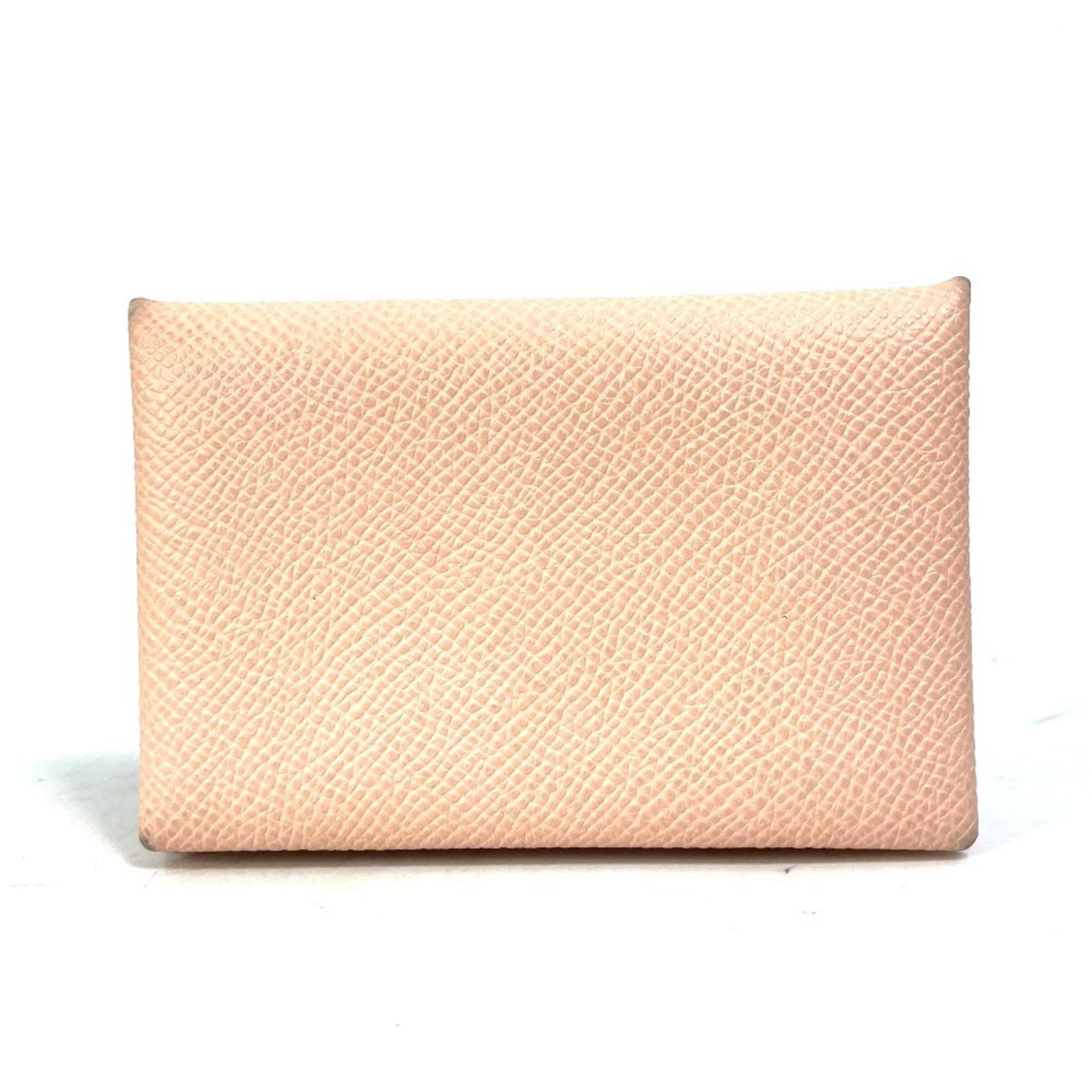 Hermes HERMES Hermès Two-tone Calvi Verso Business Card Case, Bifold, Pass Epson, Women's, Pink Size ONE SIZE - 1 Thumbnail