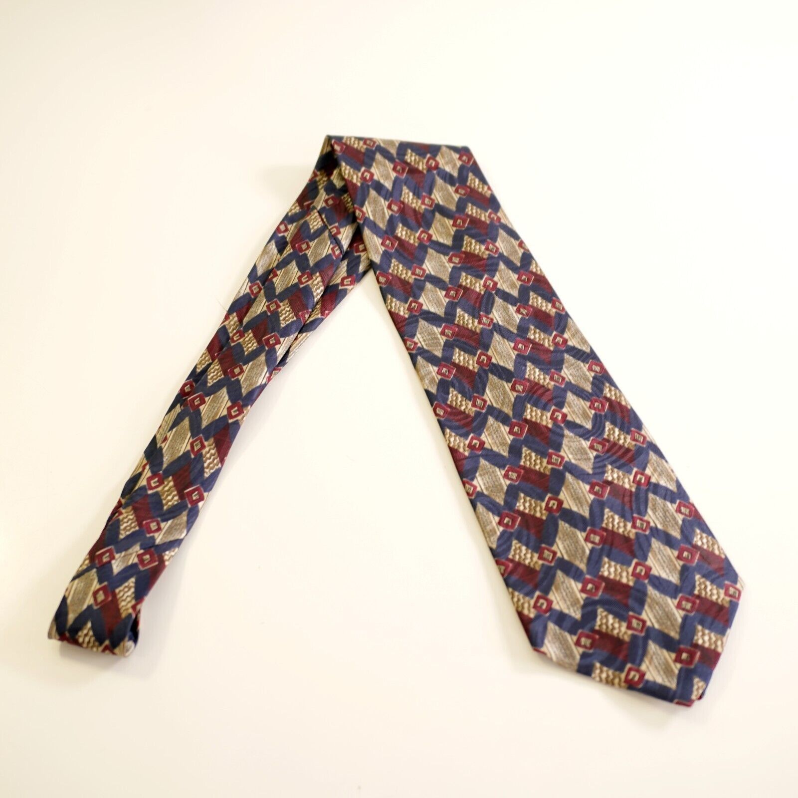 Boston Traders Boston Trader's Blue Tan Jacquard Print Abstract Geometeric Size ONE SIZE - 4 Thumbnail