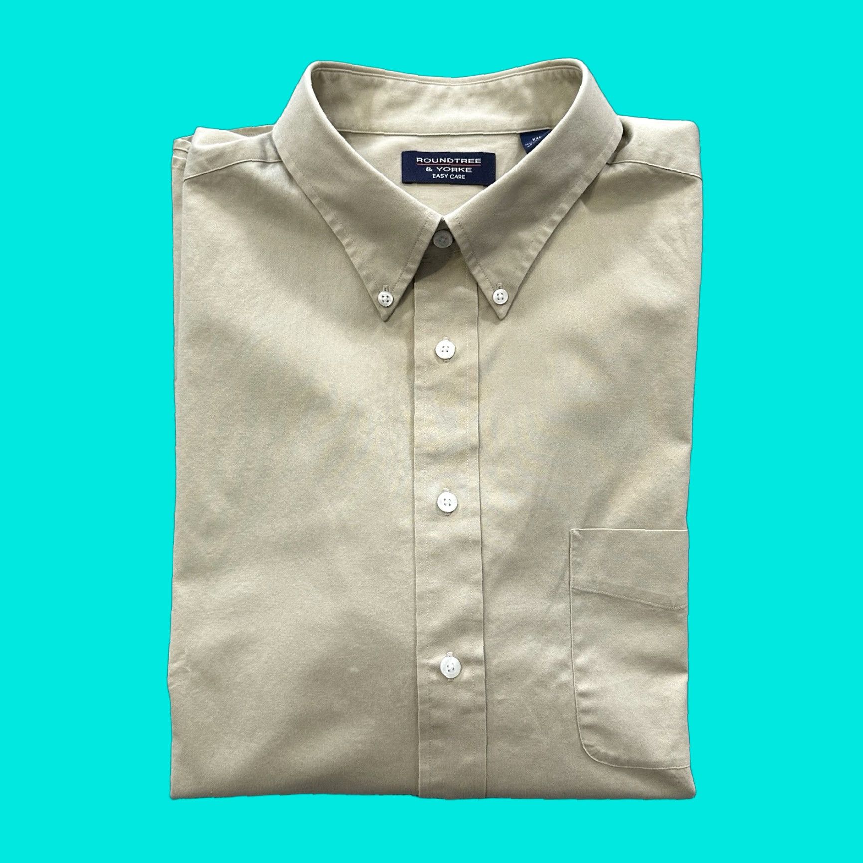 Roundtree & Yorke Roundtree & Yorke Shirt Mens 2XL Long Sleeve Button-Down Easy Care Tan Brown Solid Dress Shirt Men's 2XL Size US XXL / EU 58 / 5 - 1 Thumbnail