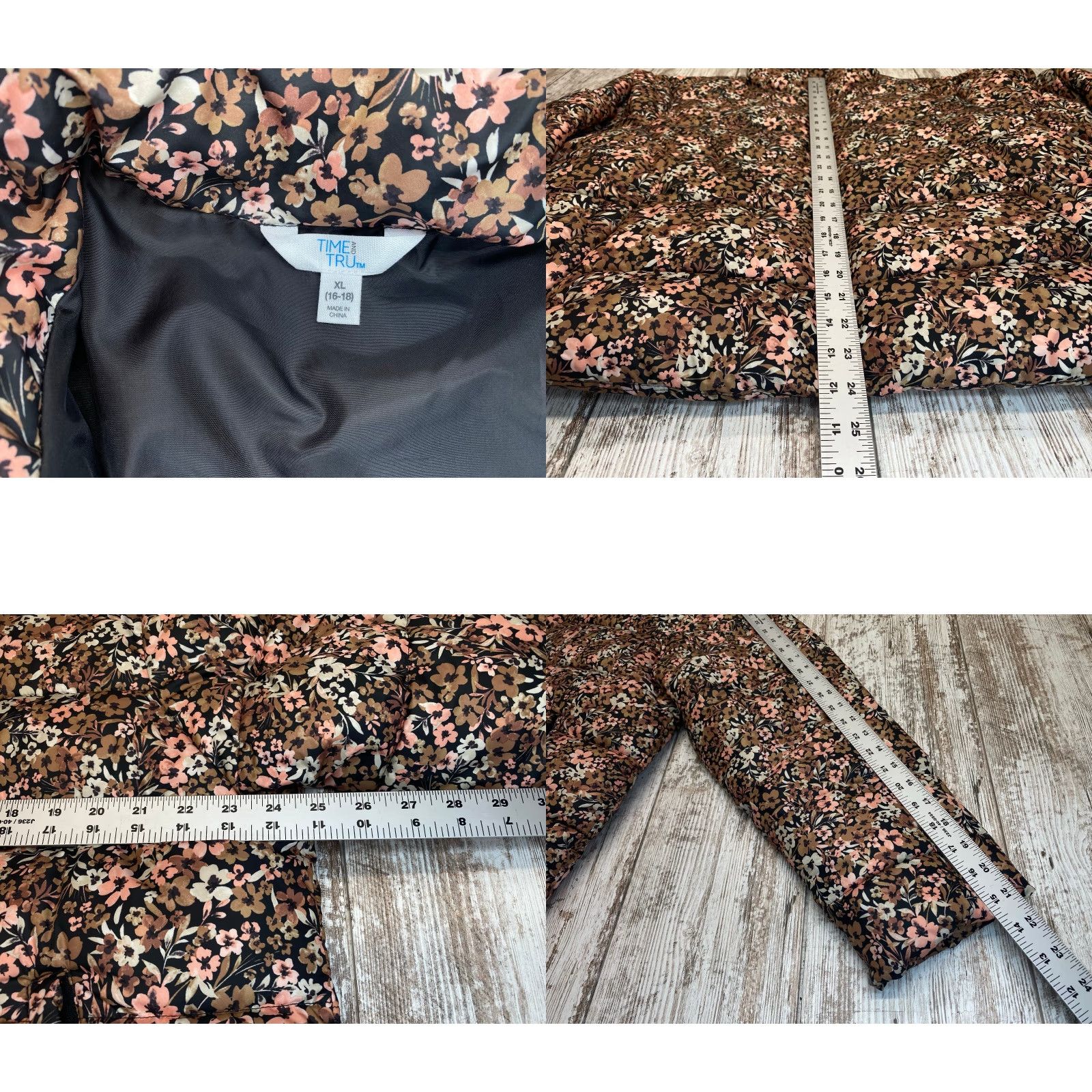 Vintage Time and Tru Time and Tru Women's Mid Weight Pink Ditsy Floral Puffer Jacket Plus Size XL Size XL / US 12-14 / IT 48-50 - 8 Thumbnail