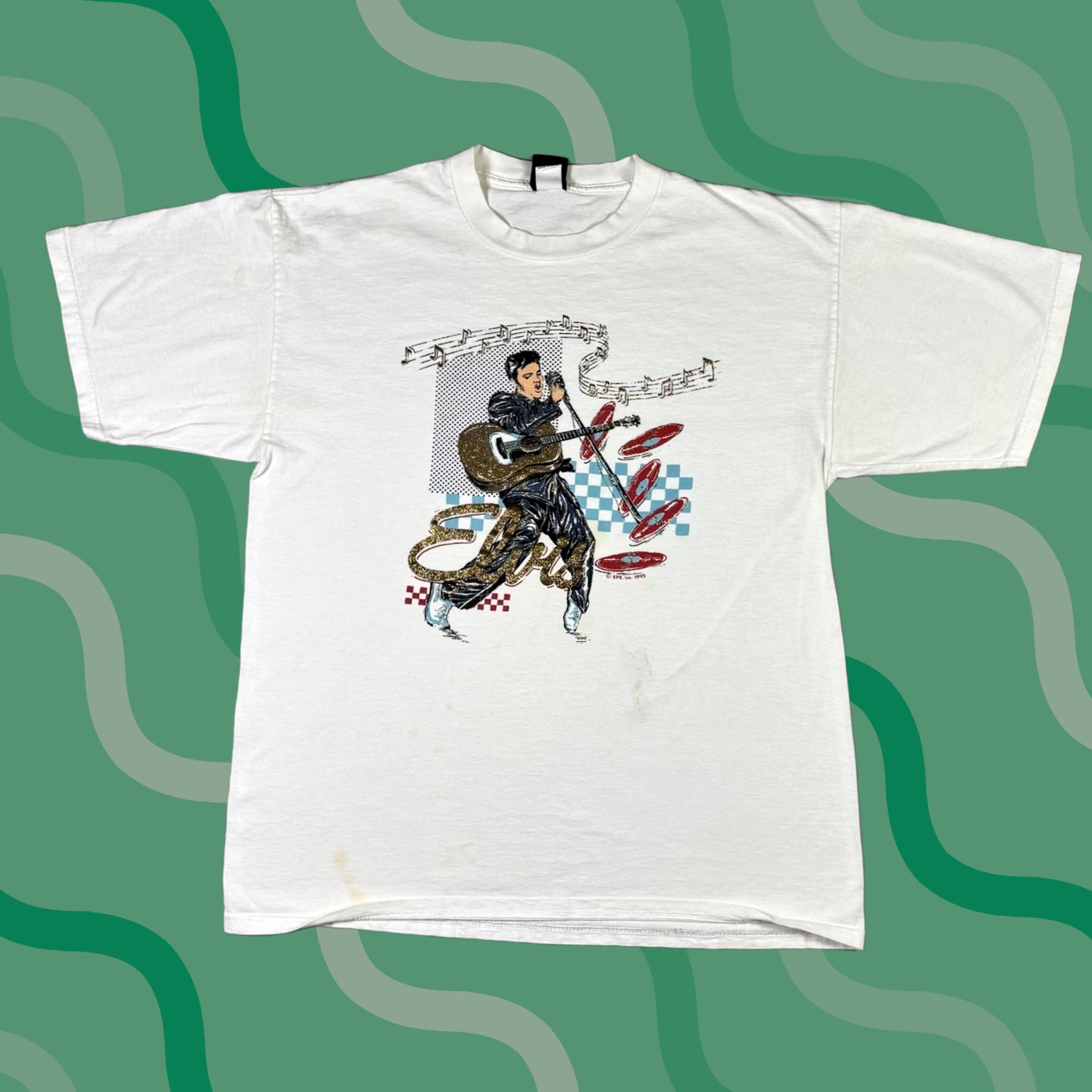 Vintage VINTAGE Diamond Dust Elvis Music T Shirt XL Adults White 90s Rock Graphic Print Crew Neck Short Sleeve Men Mens Size US XL / EU 56 / 4 - 1 Thumbnail