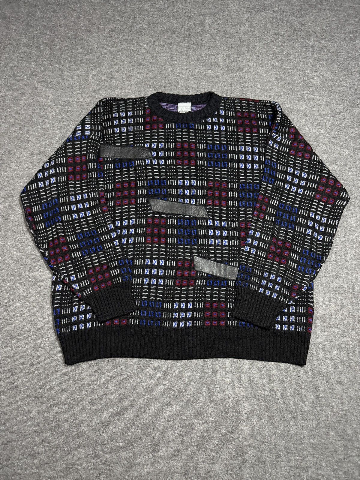 Vintage SERGIO VALENTE Men's 2X Sweater Abstract Coogi-style Biggy Size US XXL / EU 58 / 5 - 2 Thumbnail